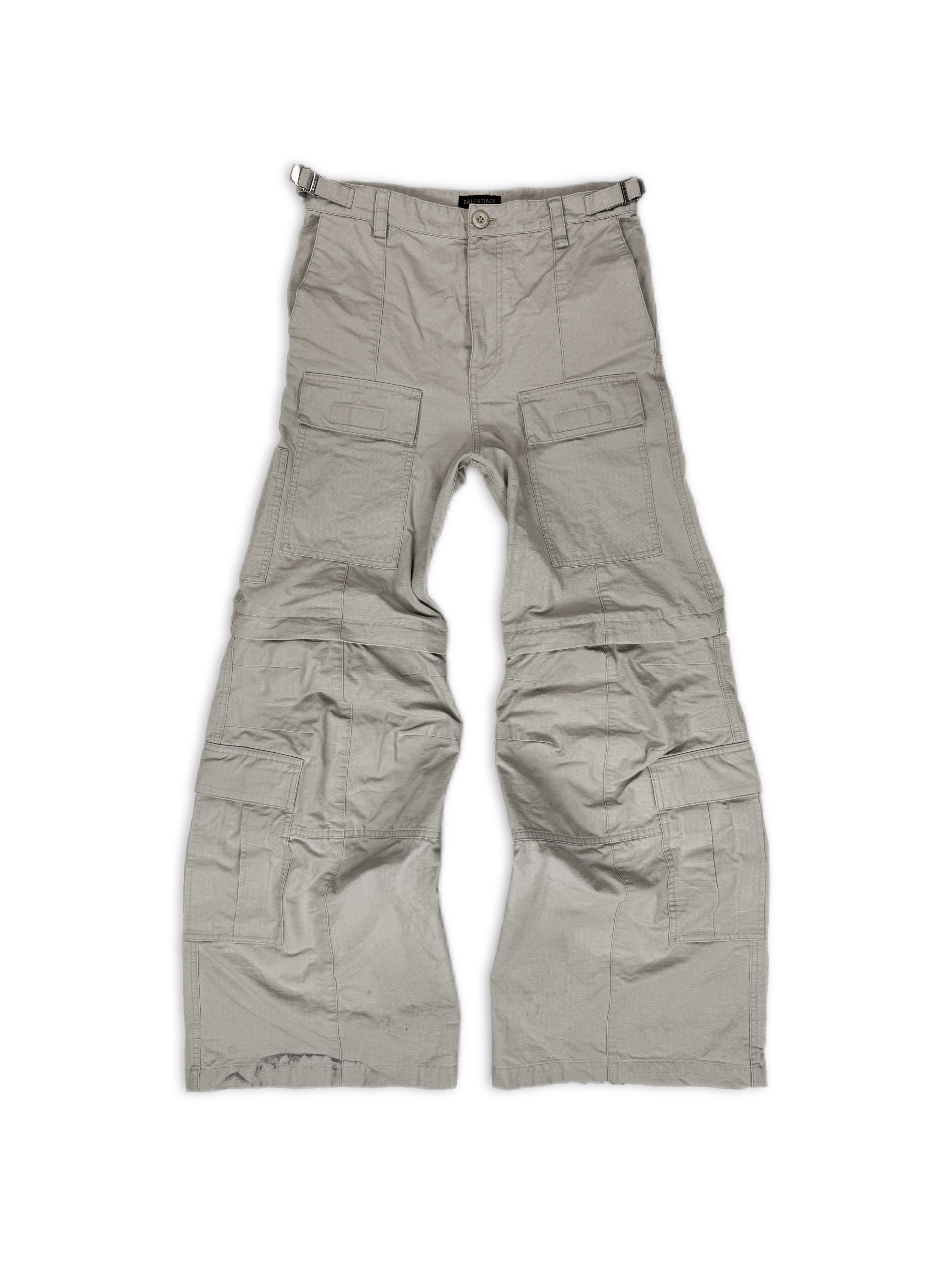 AW23 Balenciaga Flared Beige Multi Pocket Cargo Pants