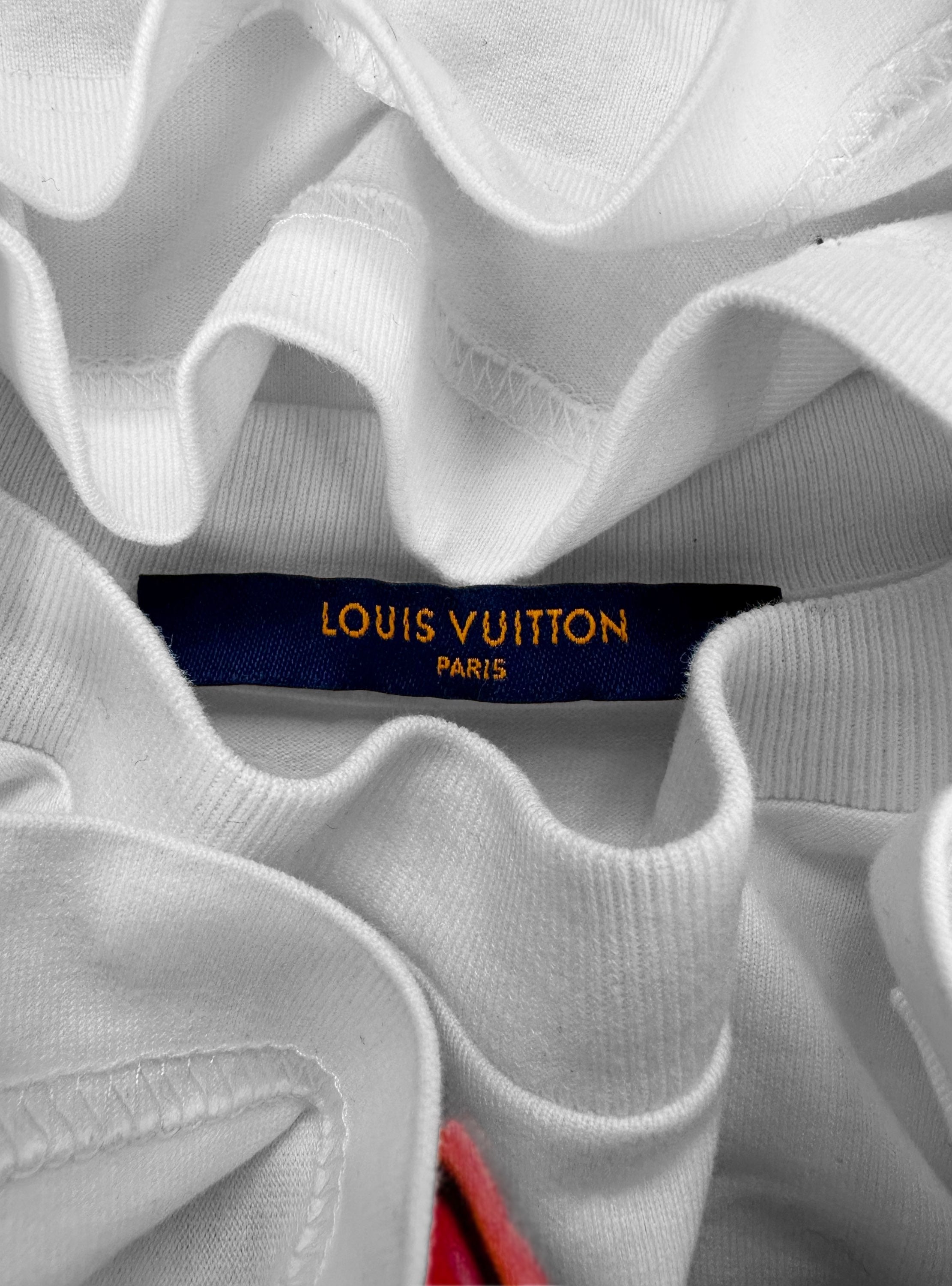 SS22 Louis Vuitton ‘Graffiti’ 3D Spray Paint White Graphic T-Shirt