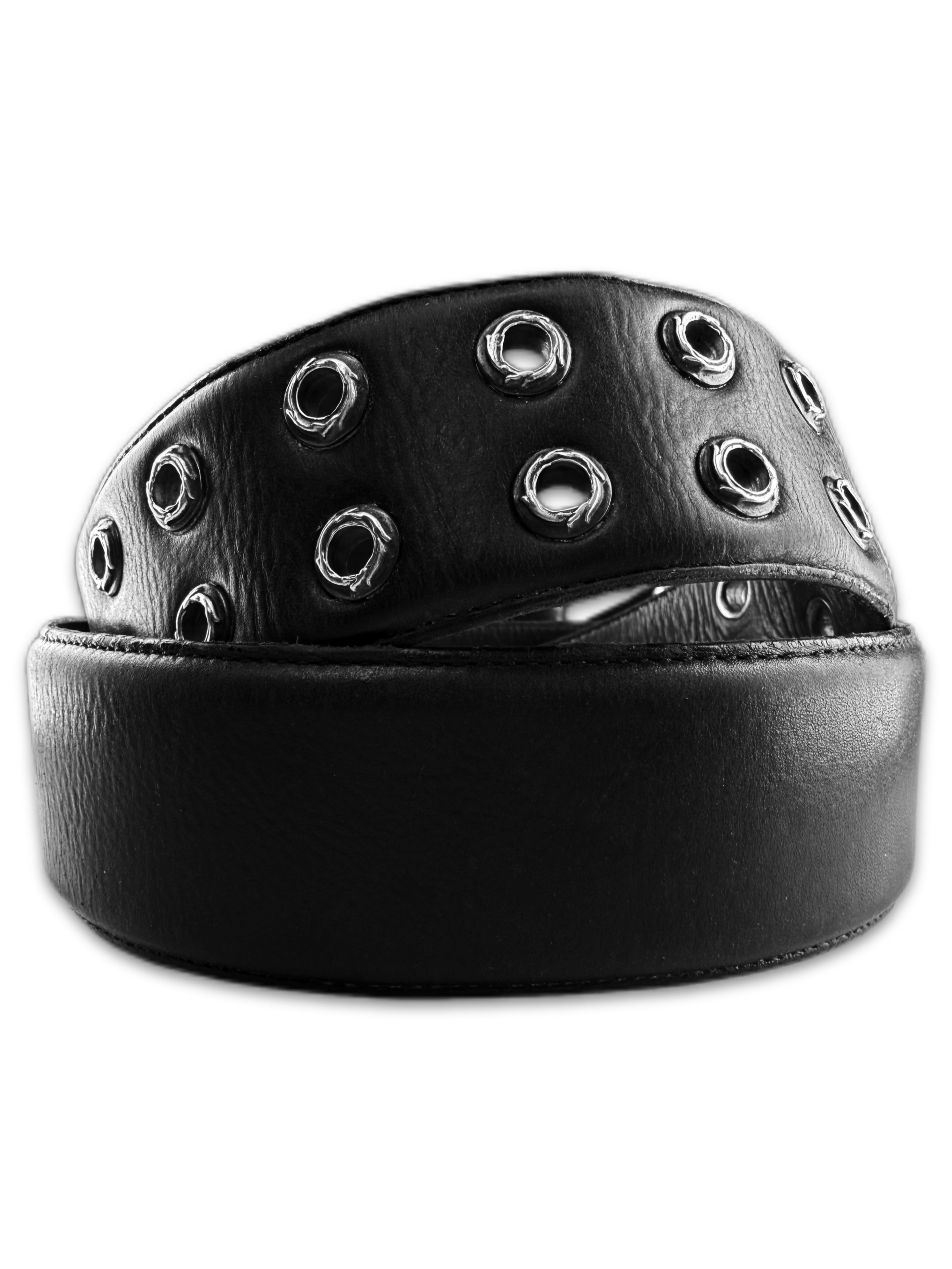 Chrome Hearts Double Roller Studded Eyelet .925 Silver Leather Belt