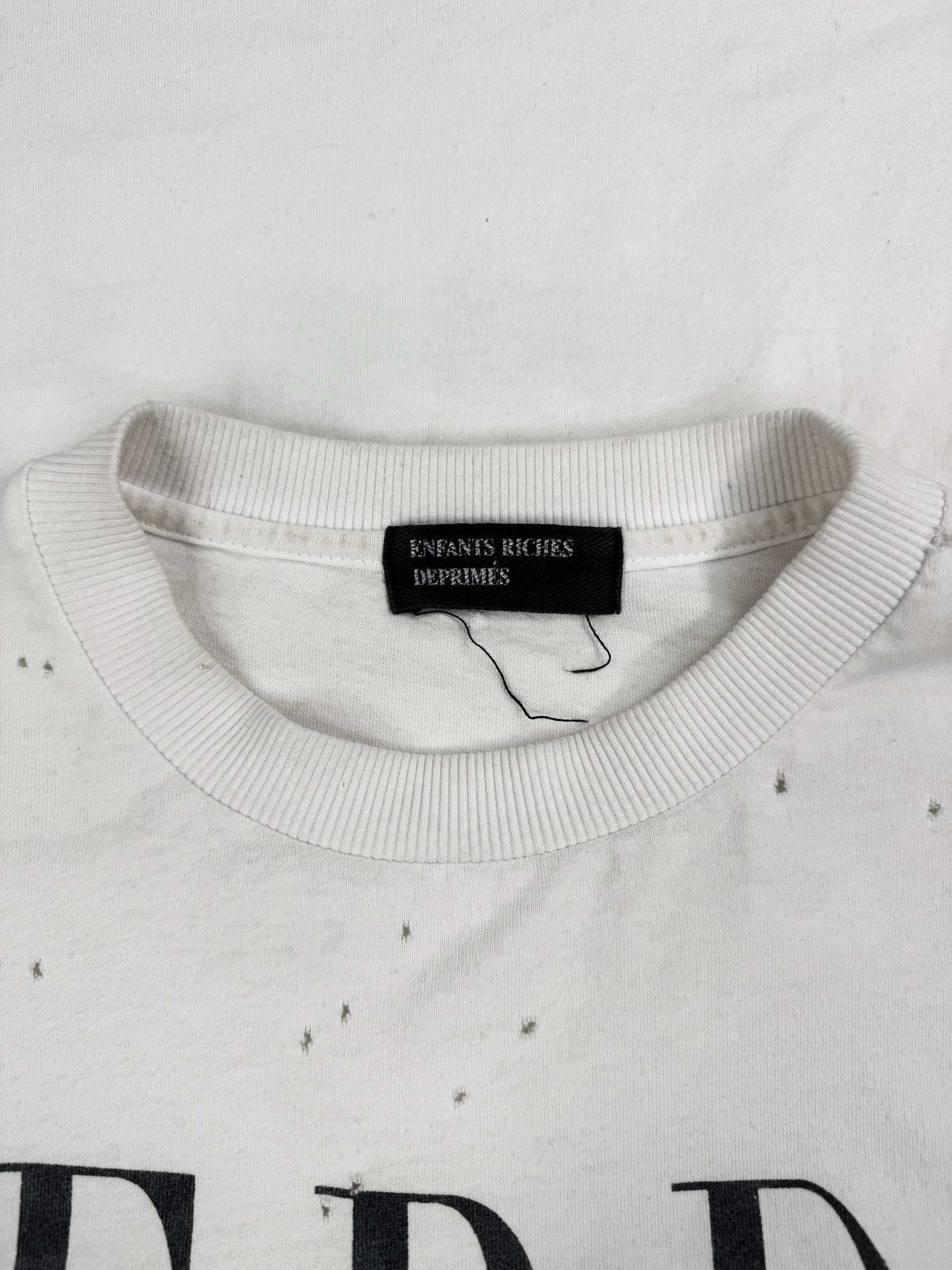 Enfants Riches Deprimes ‘Self Destructive Infant’ White Distressed Long Sleeve