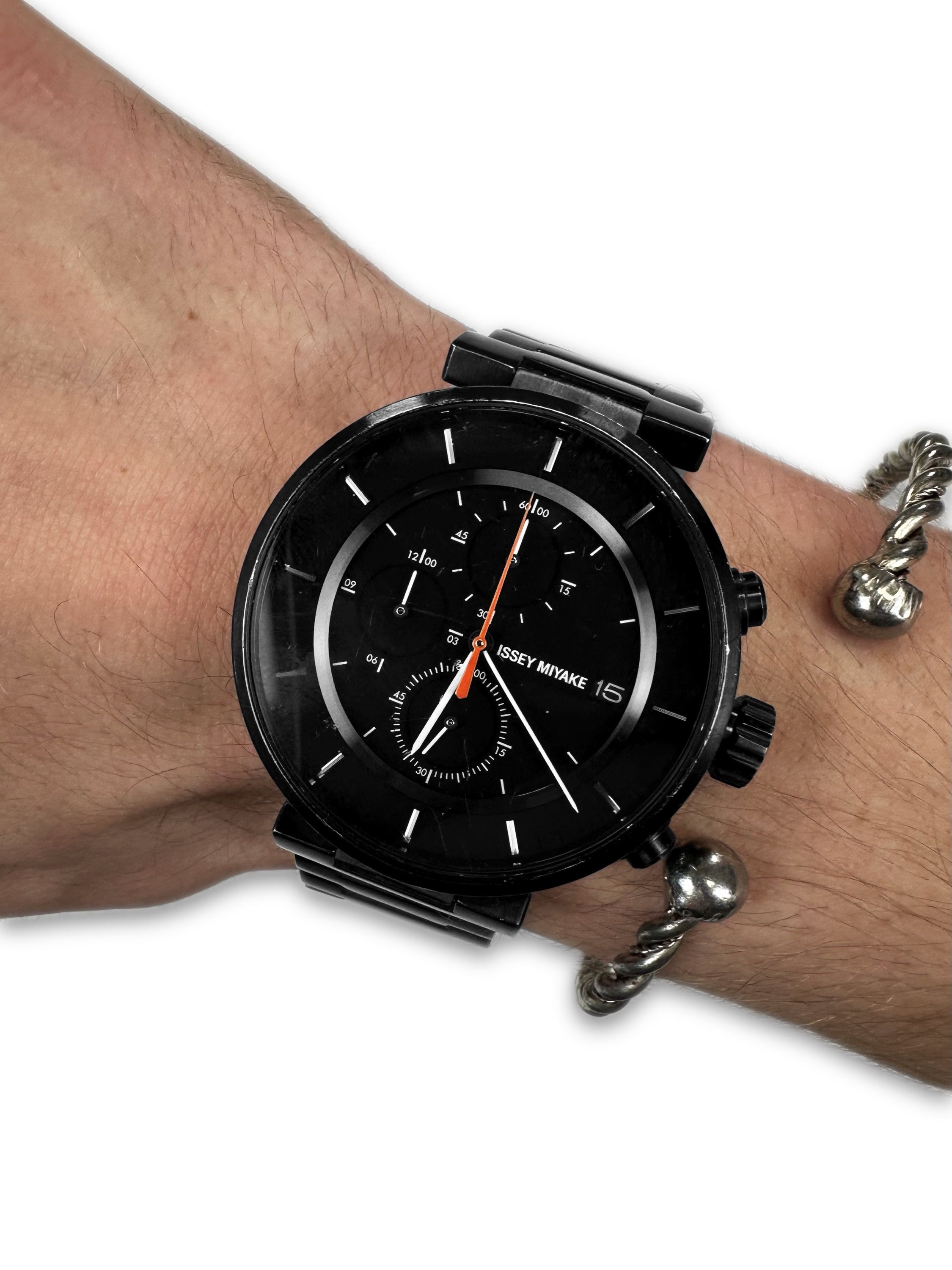90s Issey Miyake by Satoshi Wada Black Triple Chronograph Watch