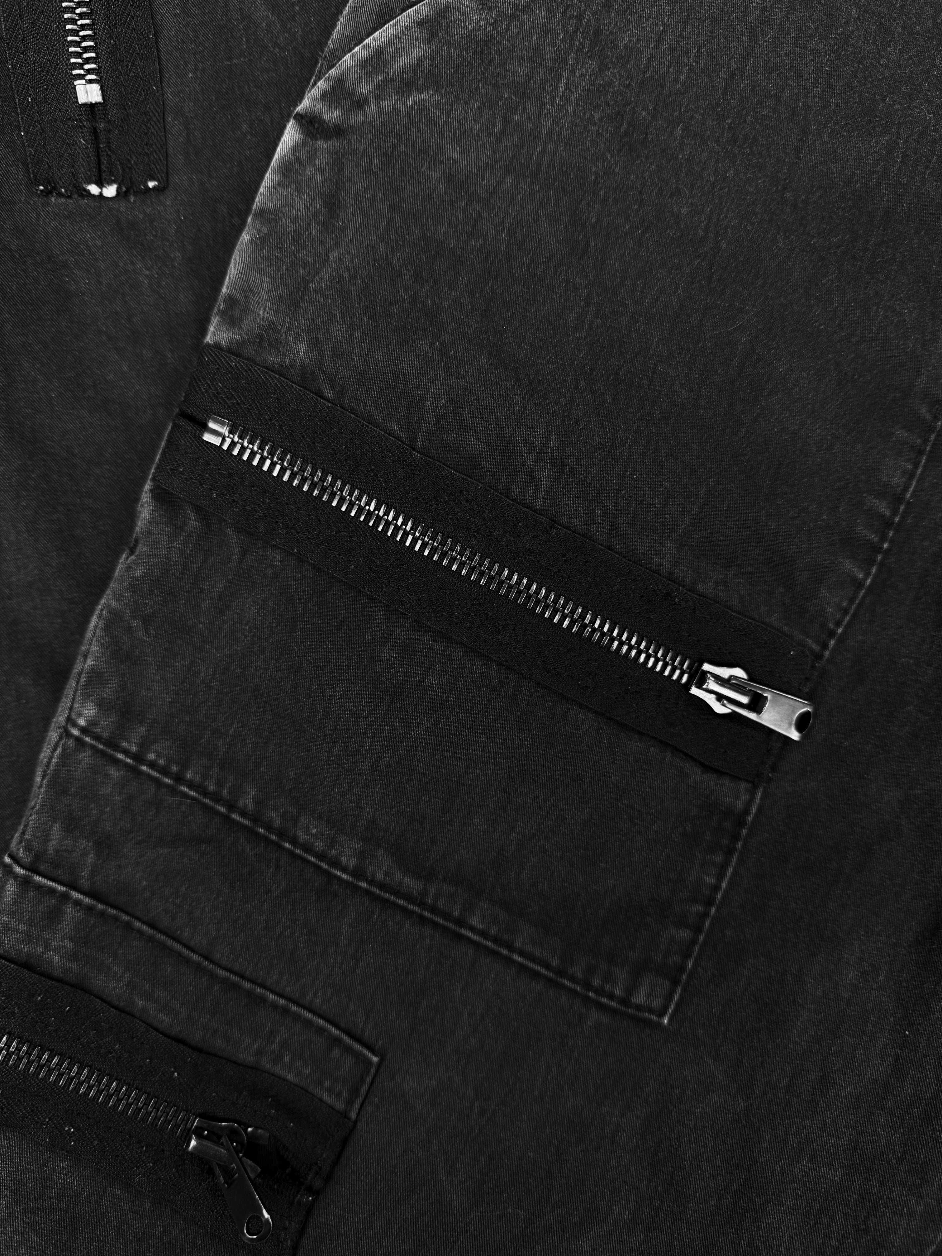 SS04 Number (N)ine Multi-zip Black Slim Cut Cargo Pants