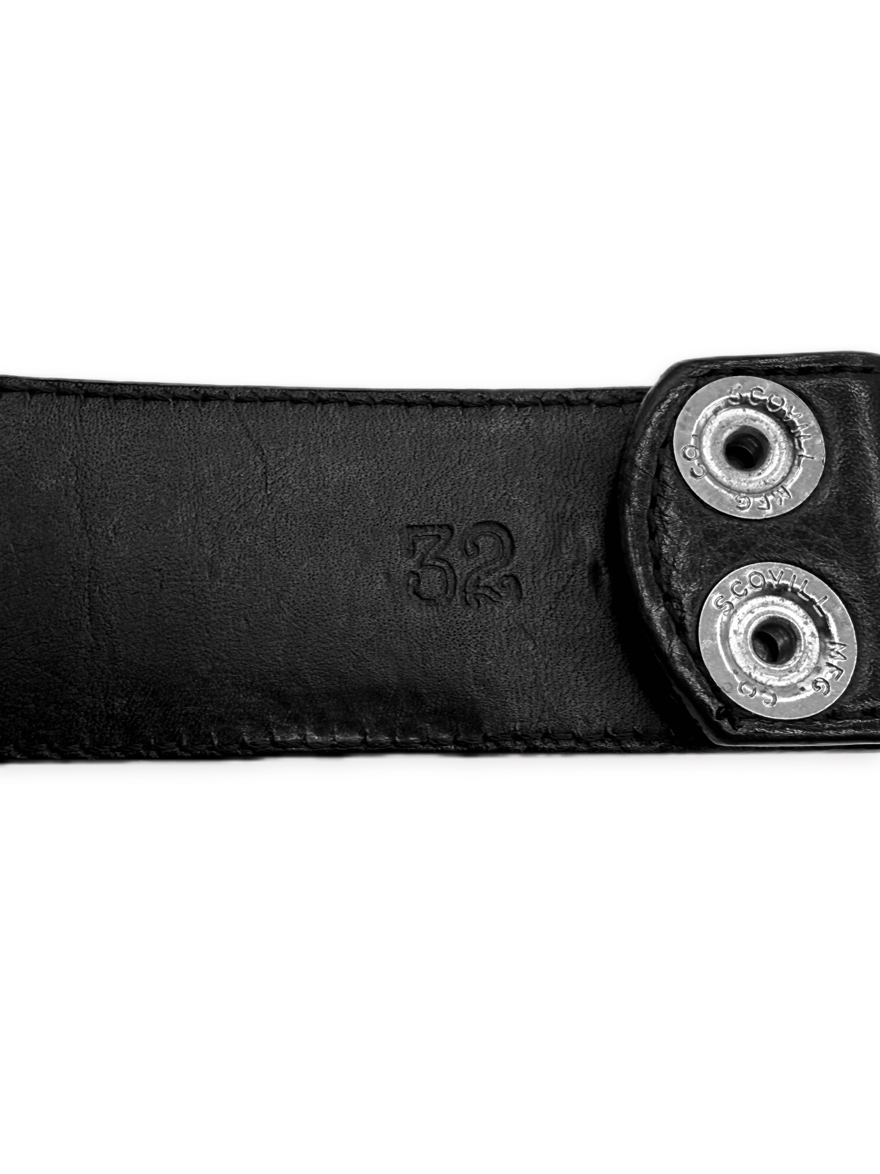 Chrome Hearts Black Leather .925 Silver Belt Strap