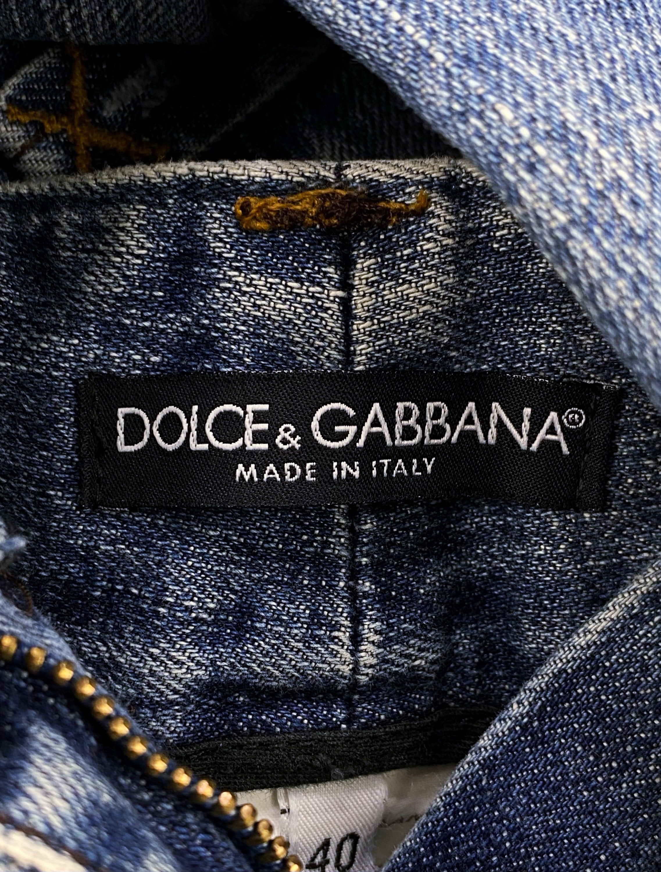 Dolce & Gabbana Distressed Embroidered Light Wash Denim Jeans