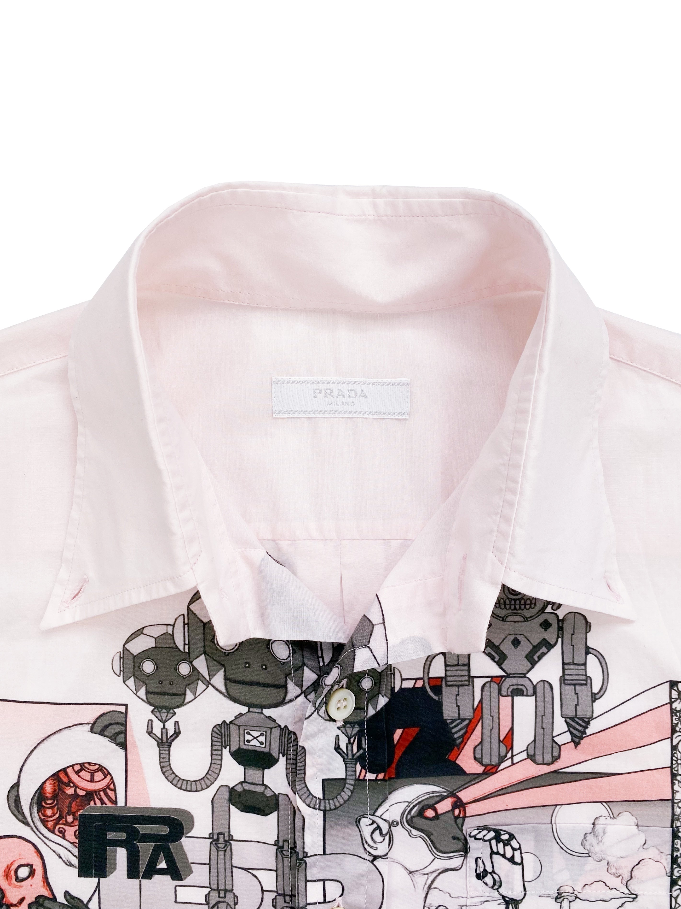 SS18 Prada James Jean “Laser Monkey” Graphic Camp-collar Shirt