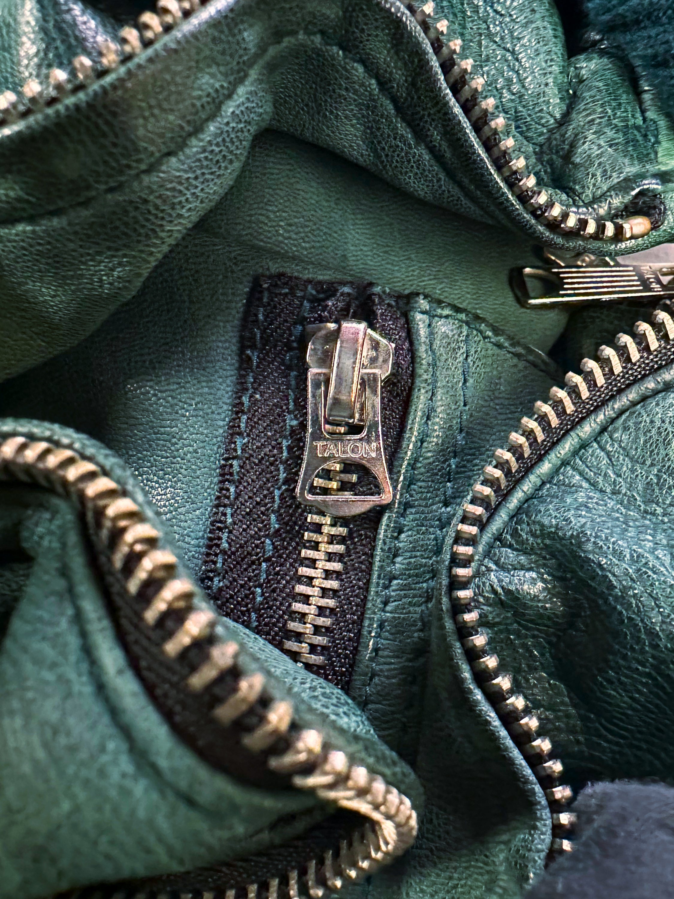 Katharine Hamnett Teal MA-1 Sheepskin Leather Bomber Jacket