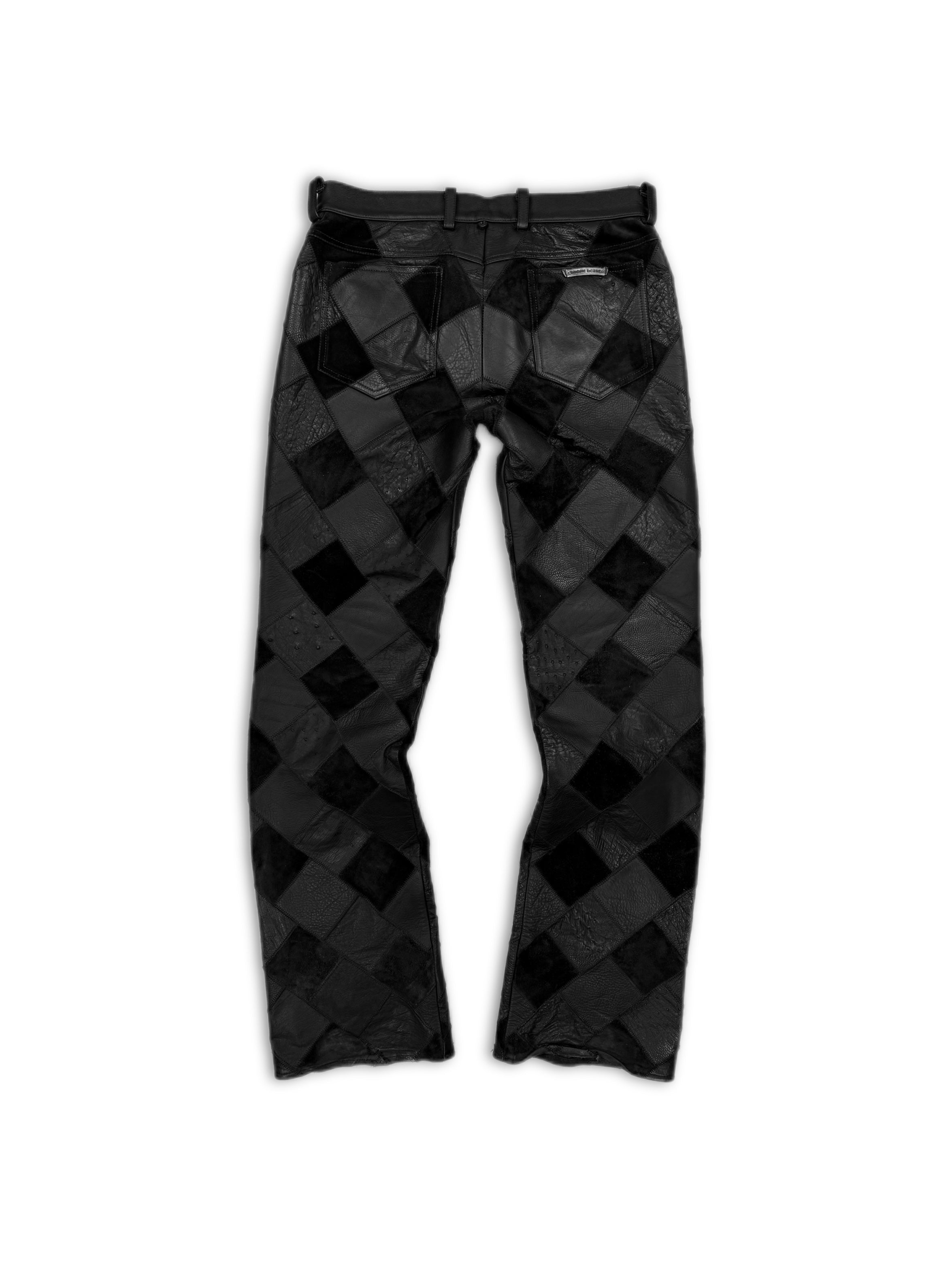 Chrome Hearts 1/1 Ostrich Leather Cross Patch Checkered Pants