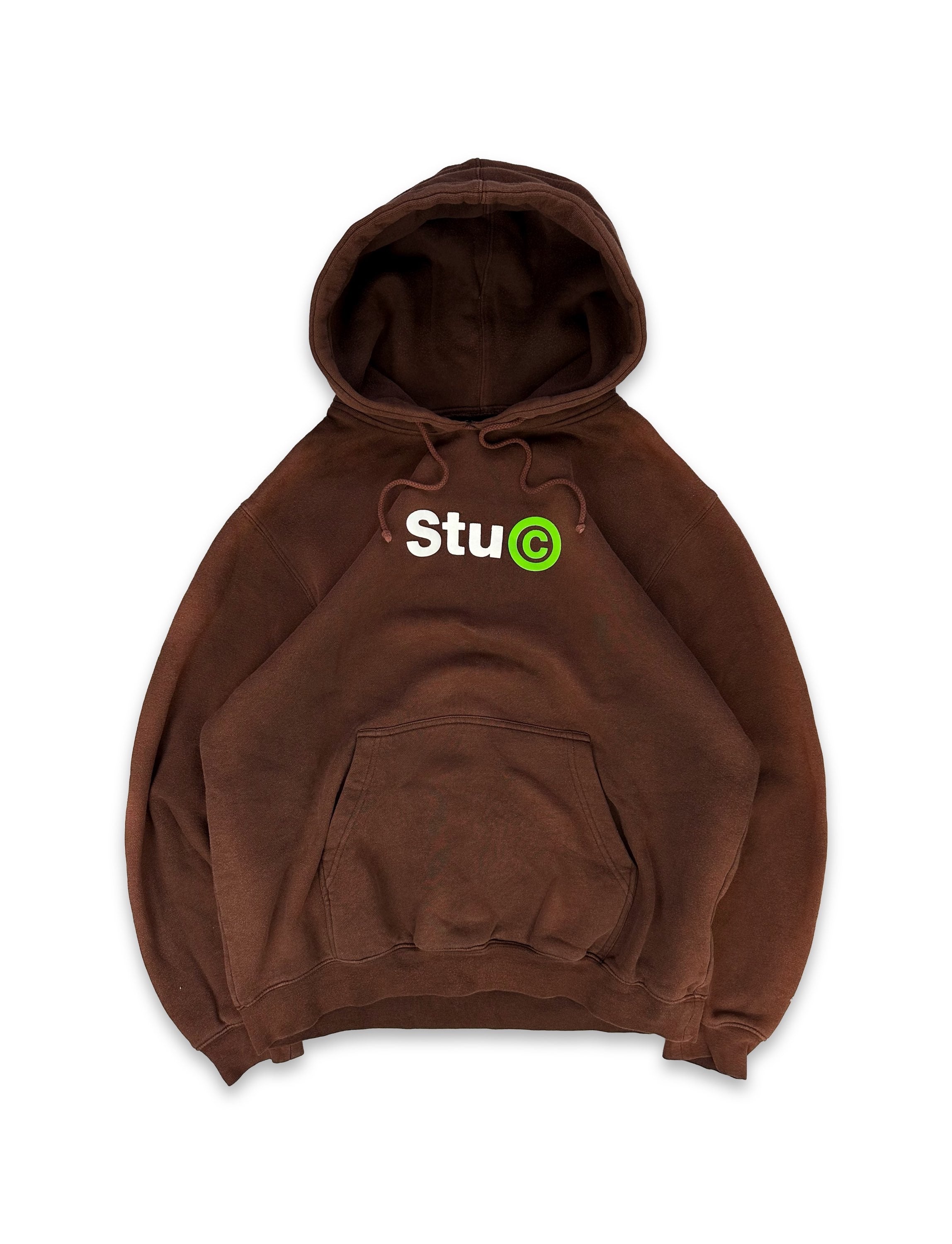 00s Stüssy ‘STU ©’ Motif Brown Heavyweight Slogan Hoodie