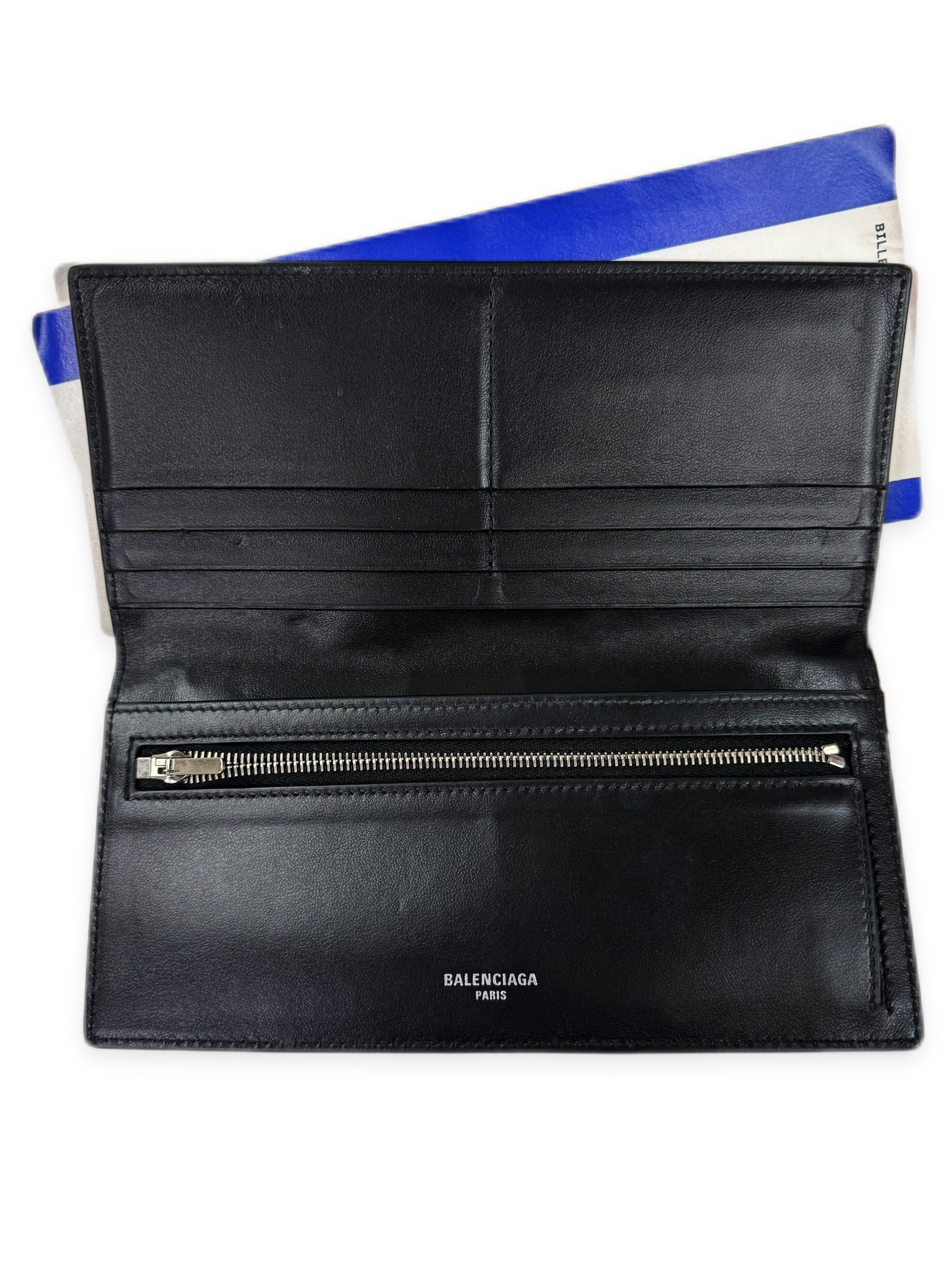 SS24 Balenciaga Leather Trompe L’Oeil Passport Long Wallet