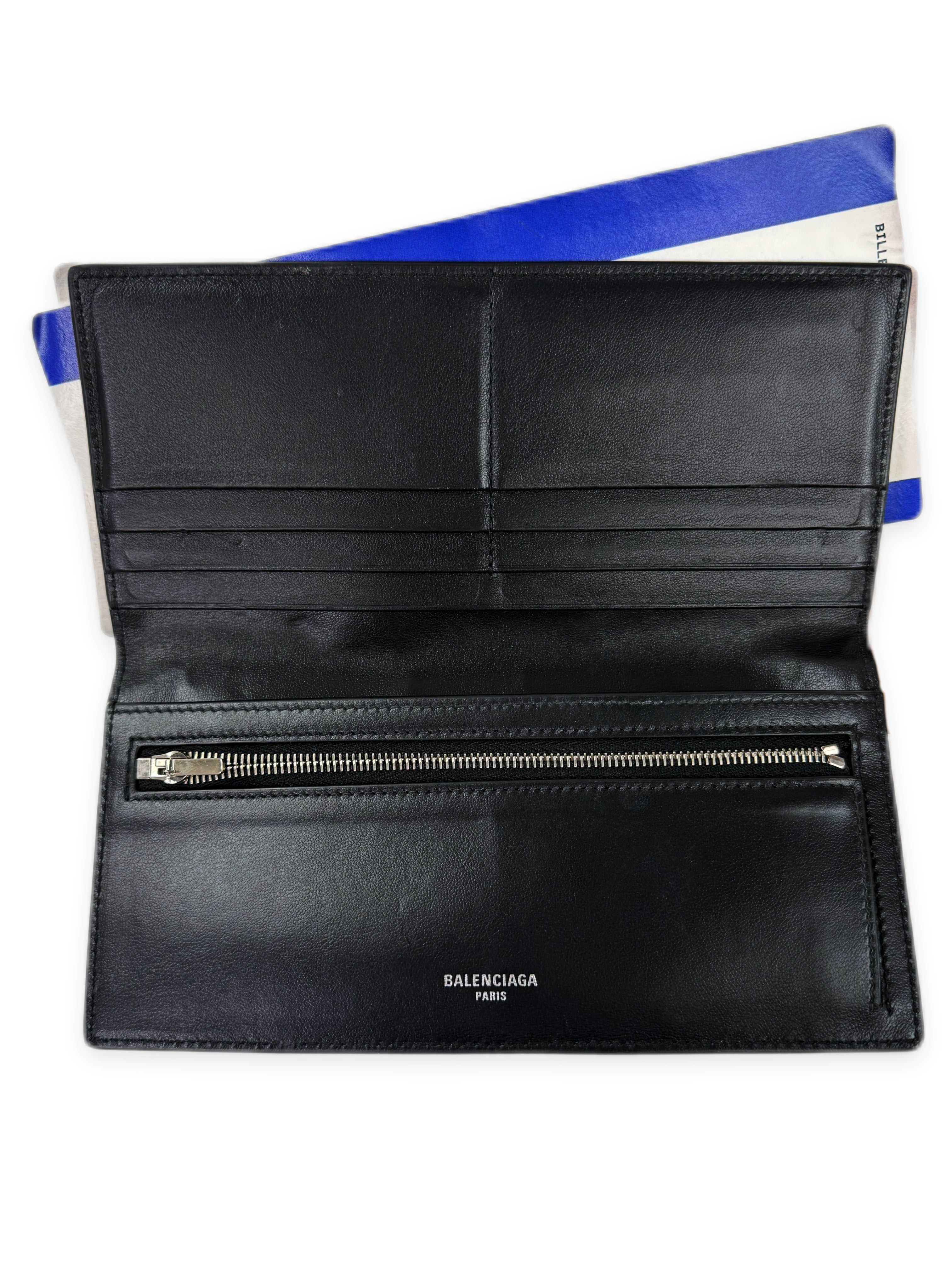 SS24 Balenciaga Leather Trompe L’Oeil Passport Long Wallet