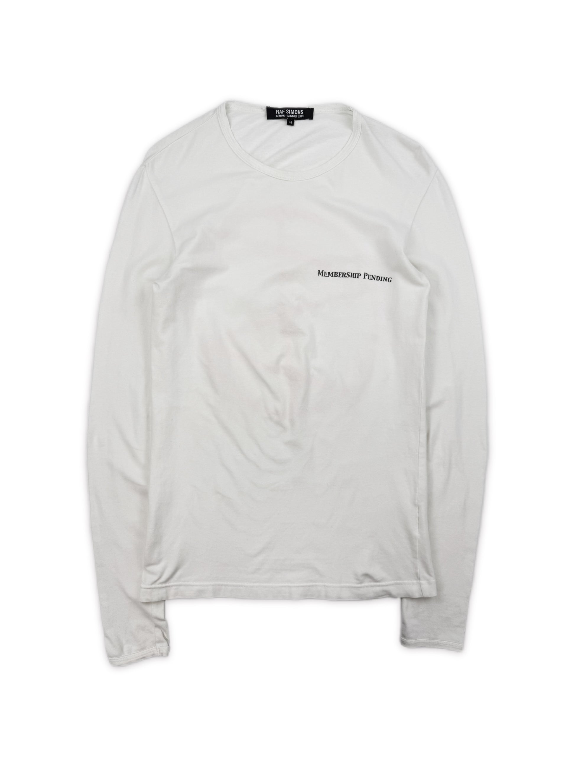 SS03 Raf Simons ‘Consumed’ White Membership Pending Long Sleeve Shirt