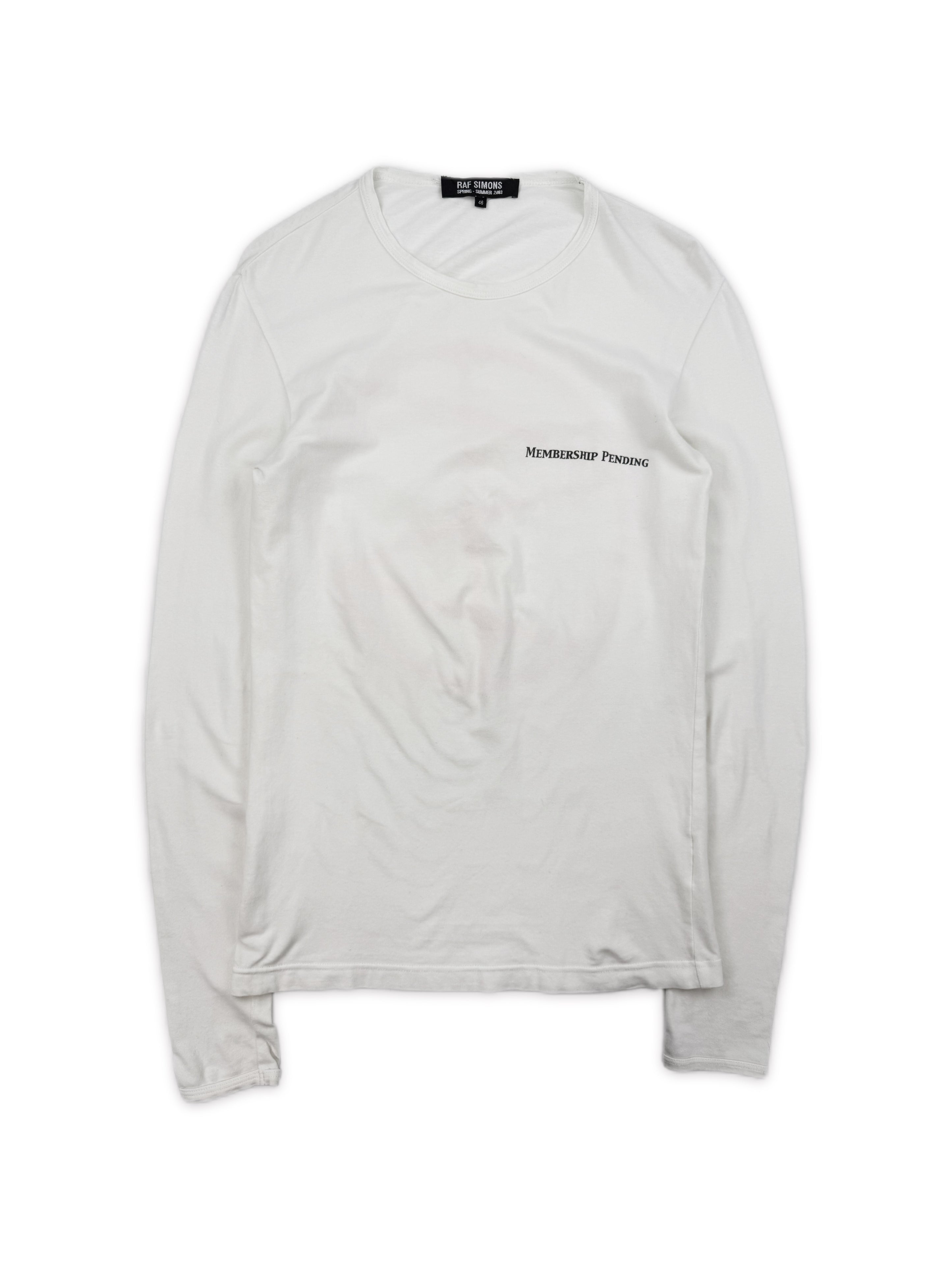 SS03 Raf Simons ‘Consumed’ White Membership Pending Long Sleeve Shirt