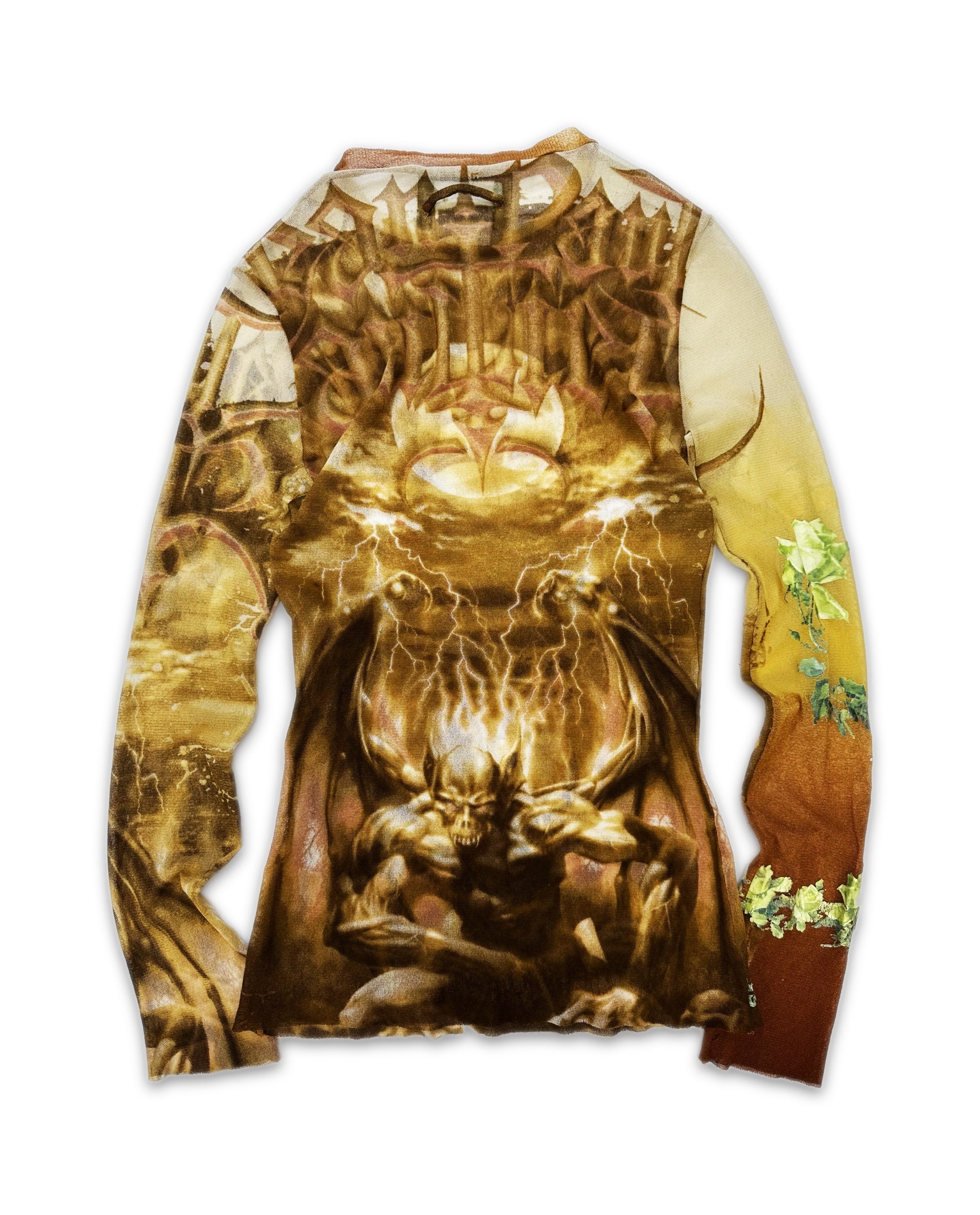 SS01 Jean Paul Gaultier ‘Satan’ Tattoo Mesh Long Sleeve Shirt
