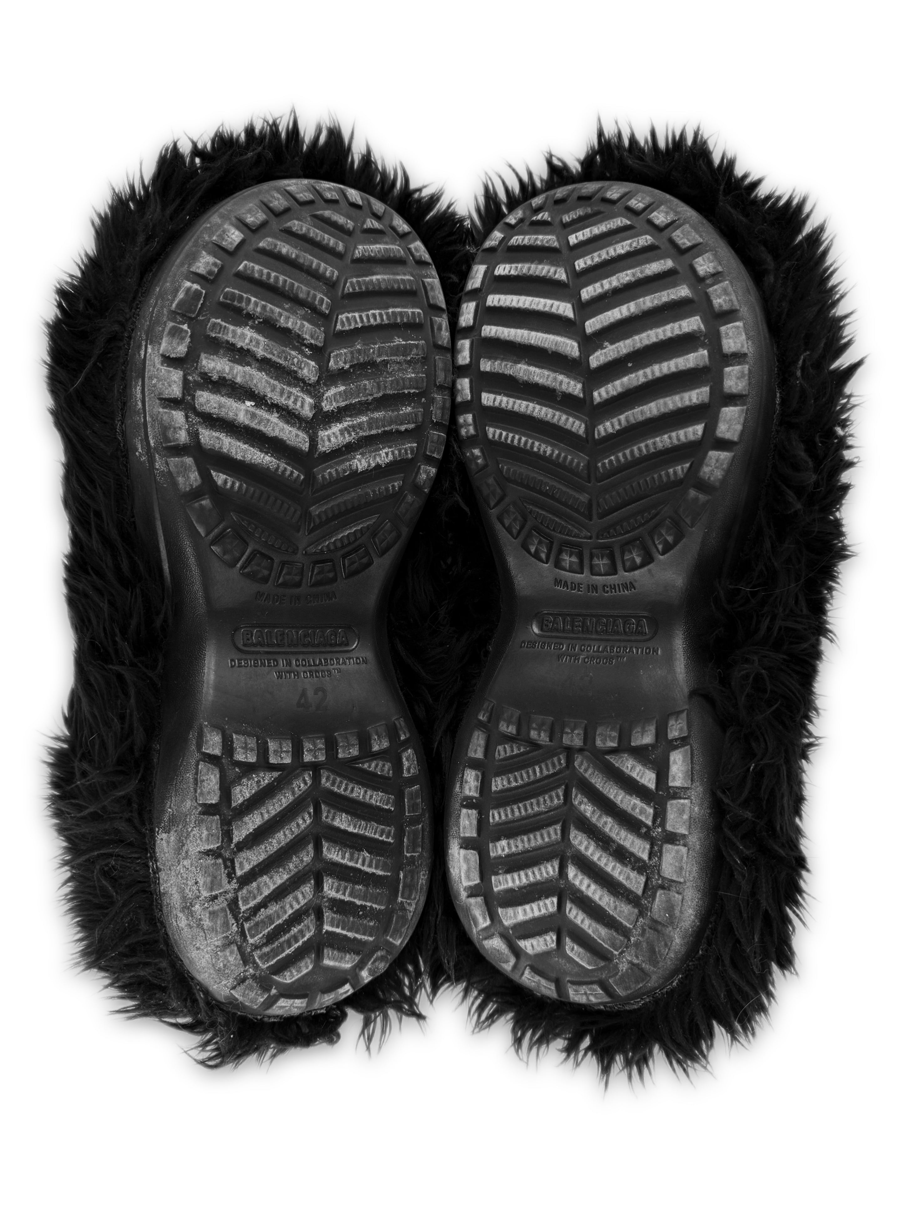 SS22 Balenciaga x Crocs Faux Fur Rubber Slip-on Mules