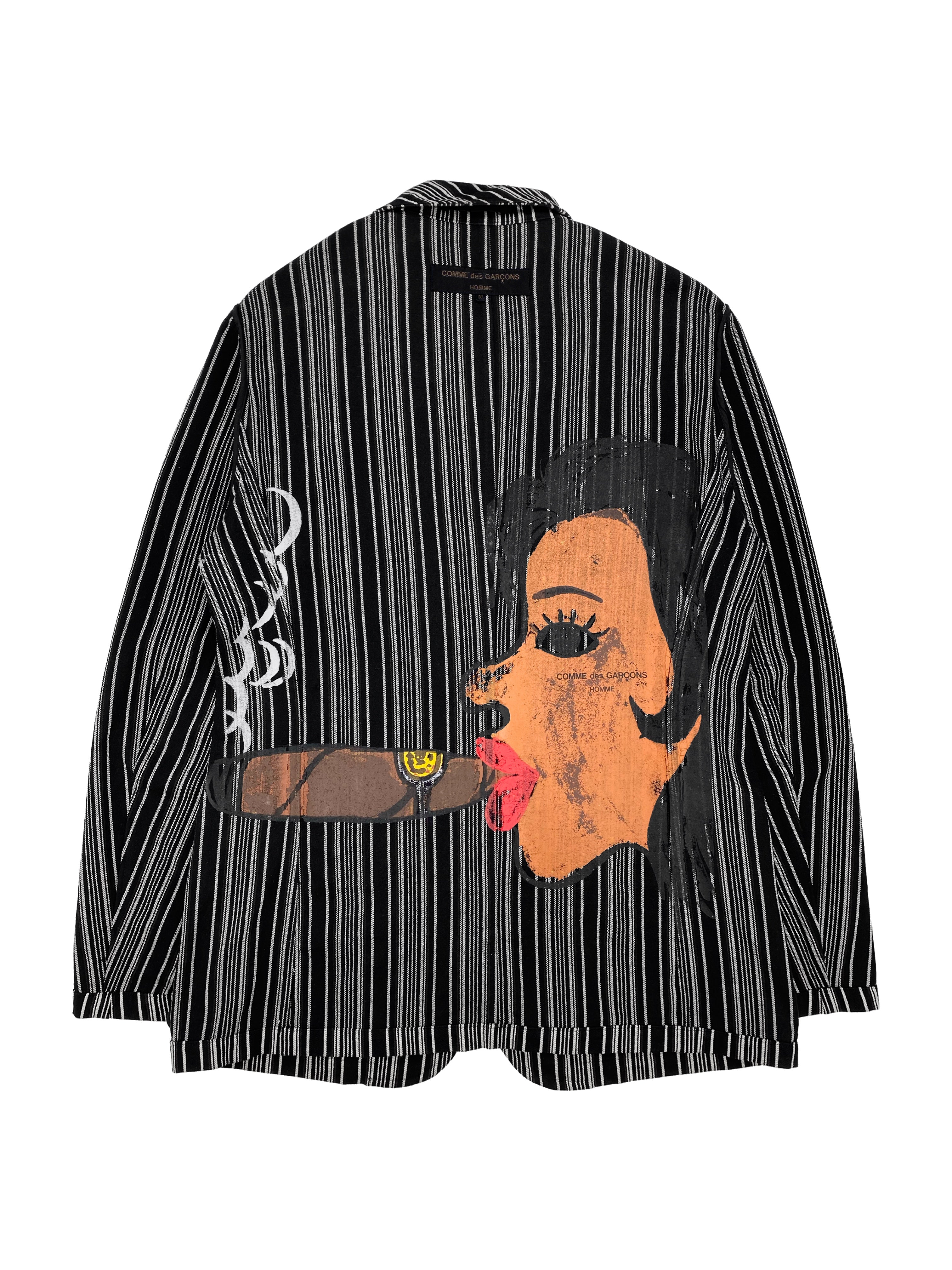 AW02 Comme Des Garçons “Cuba” Hand Painted Pinstripe Jacket