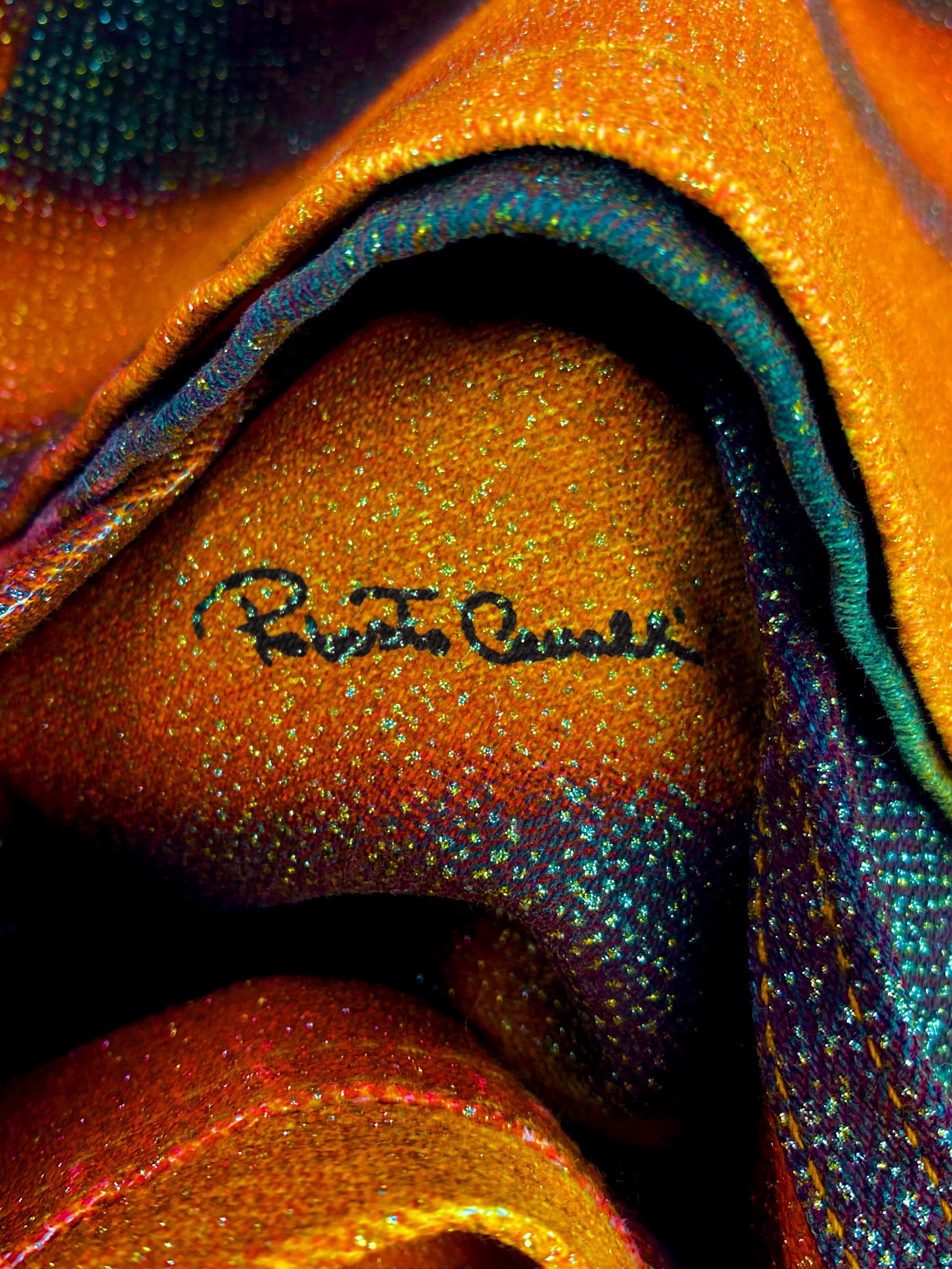 AW00 Roberto Cavalli ‘Tiger’ Full Print Glitter Denim Jeans