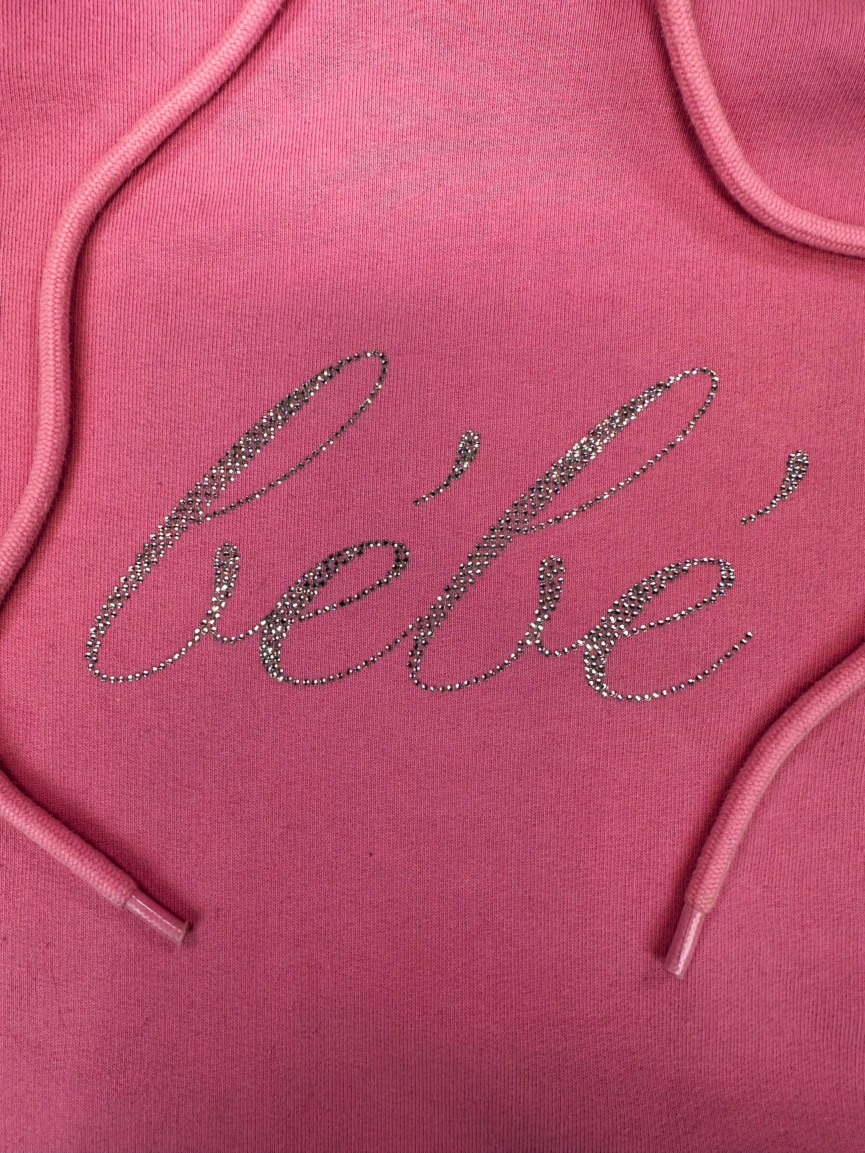 SS21 Balenciaga ‘Bébé’ Rhinestone Pink Heavy Weight Hoodie