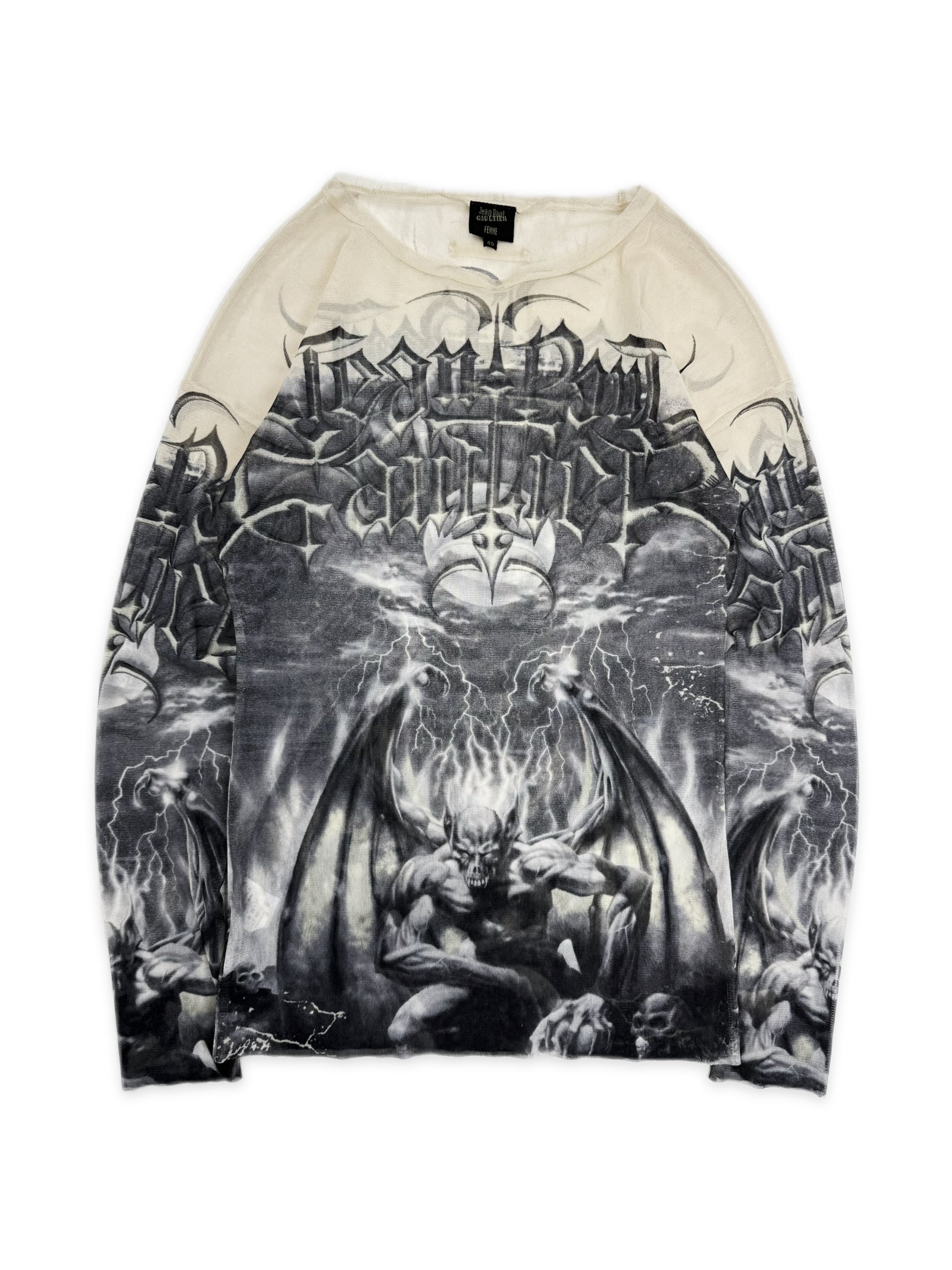SS01 Jean Paul Gaultier ‘Satan’ Tattoo Mesh Long Sleeve