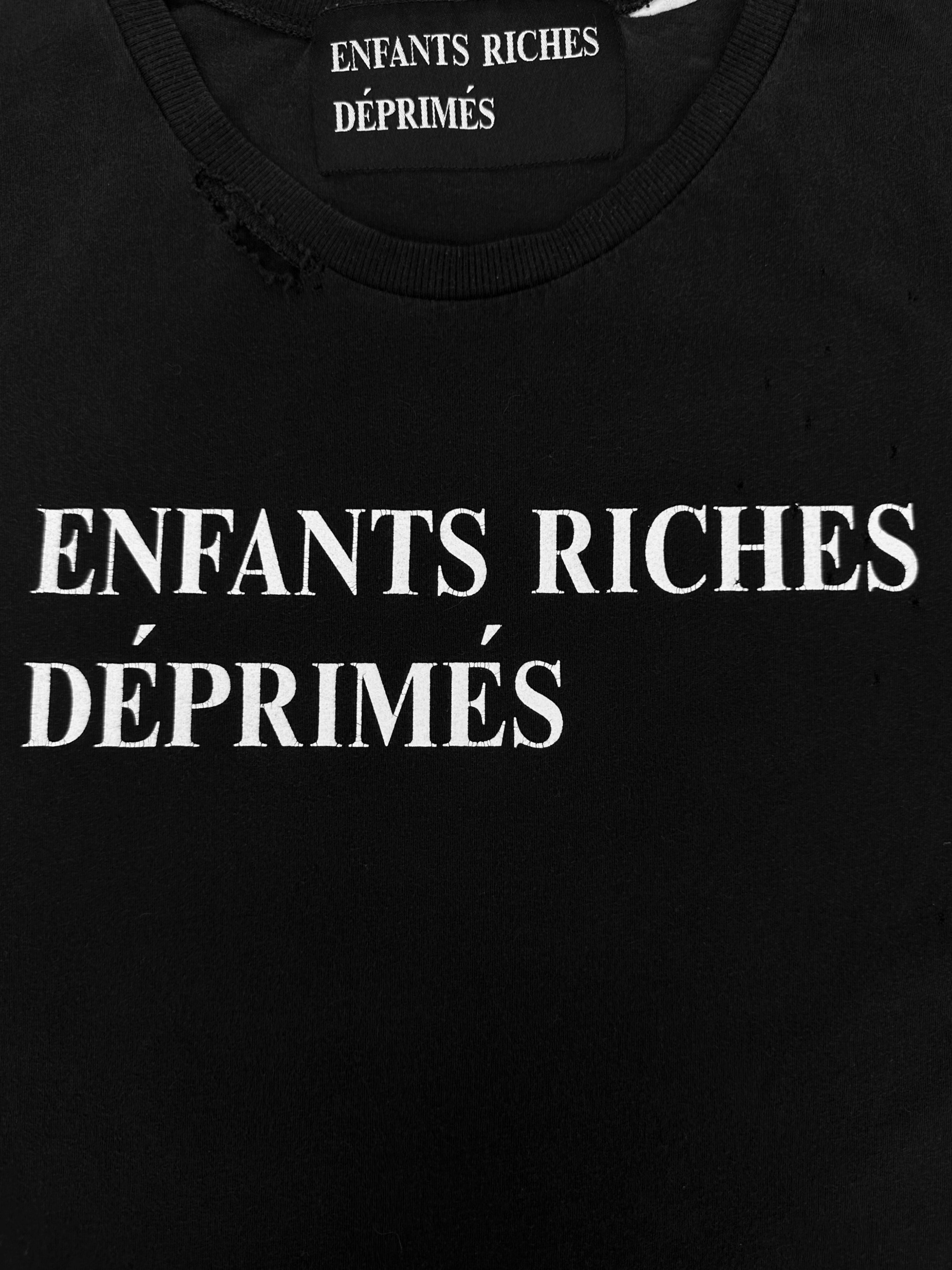 Enfants Riches Deprimes Black Distressed Logo T-Shirt
