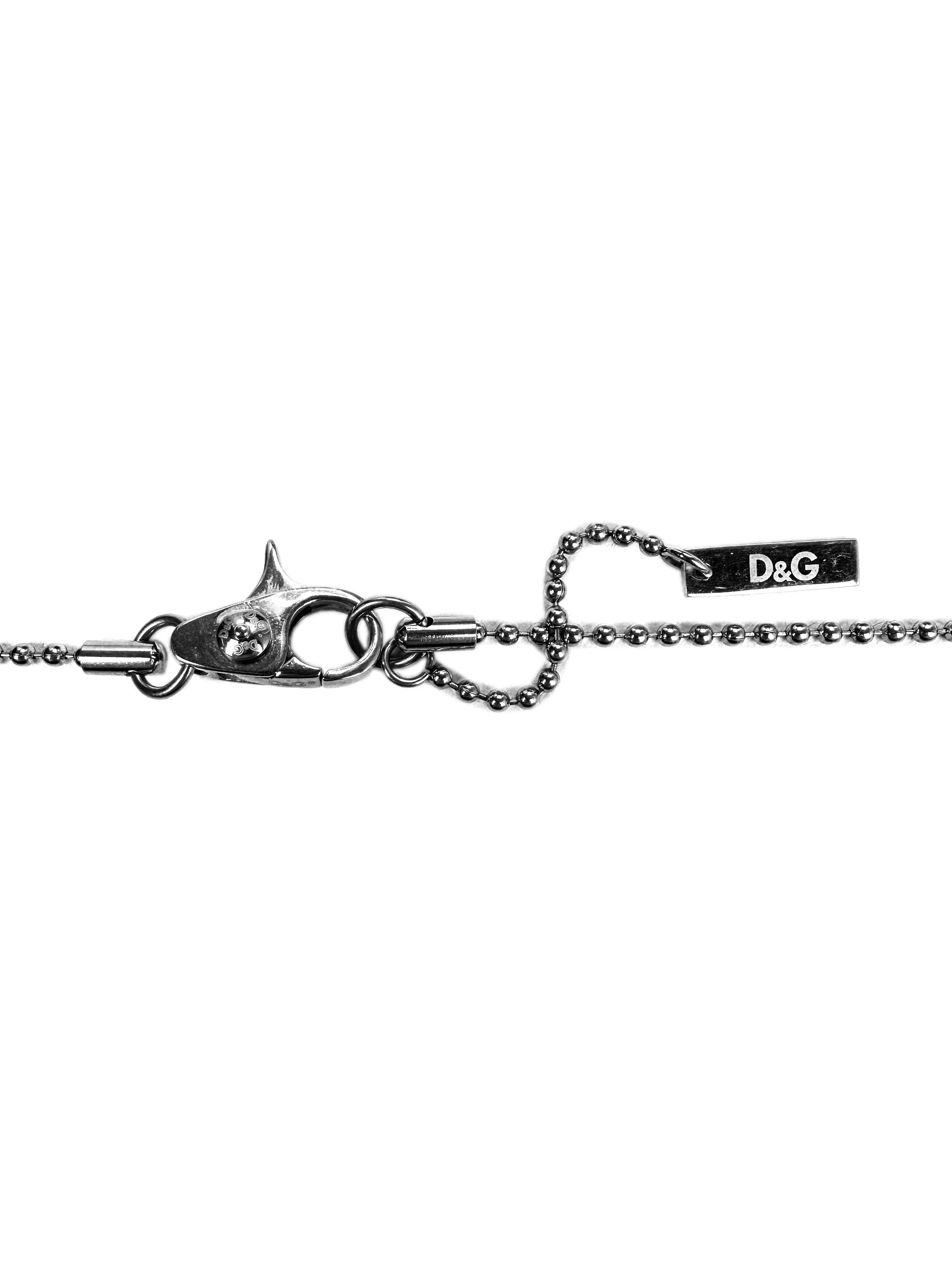 Dolce &amp; Gabbana Dog Tag Heart Motif Ball Chain Necklace