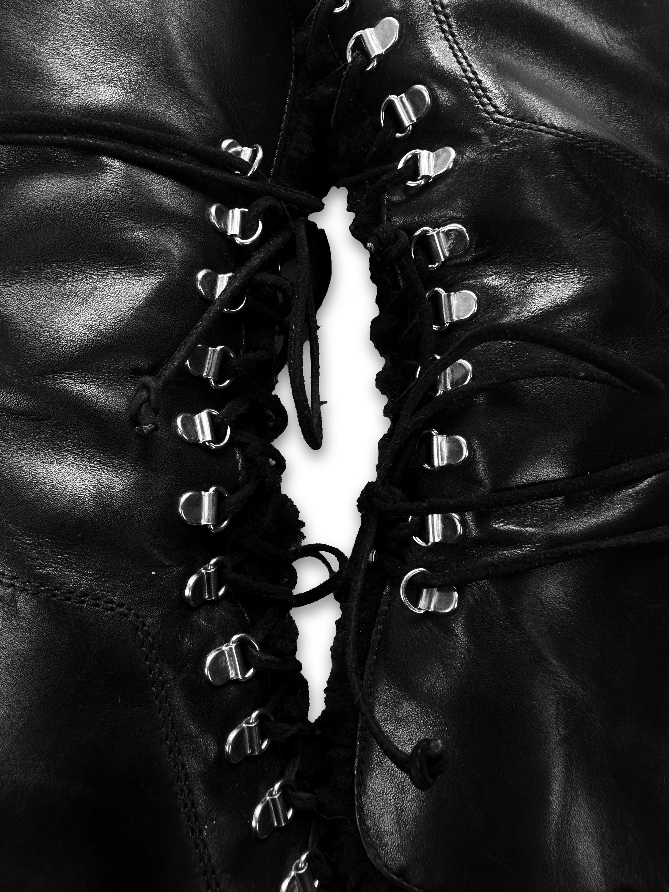 Yves Saint Laurent Black ‘Ariane’ Shearling Lined Leather Boots