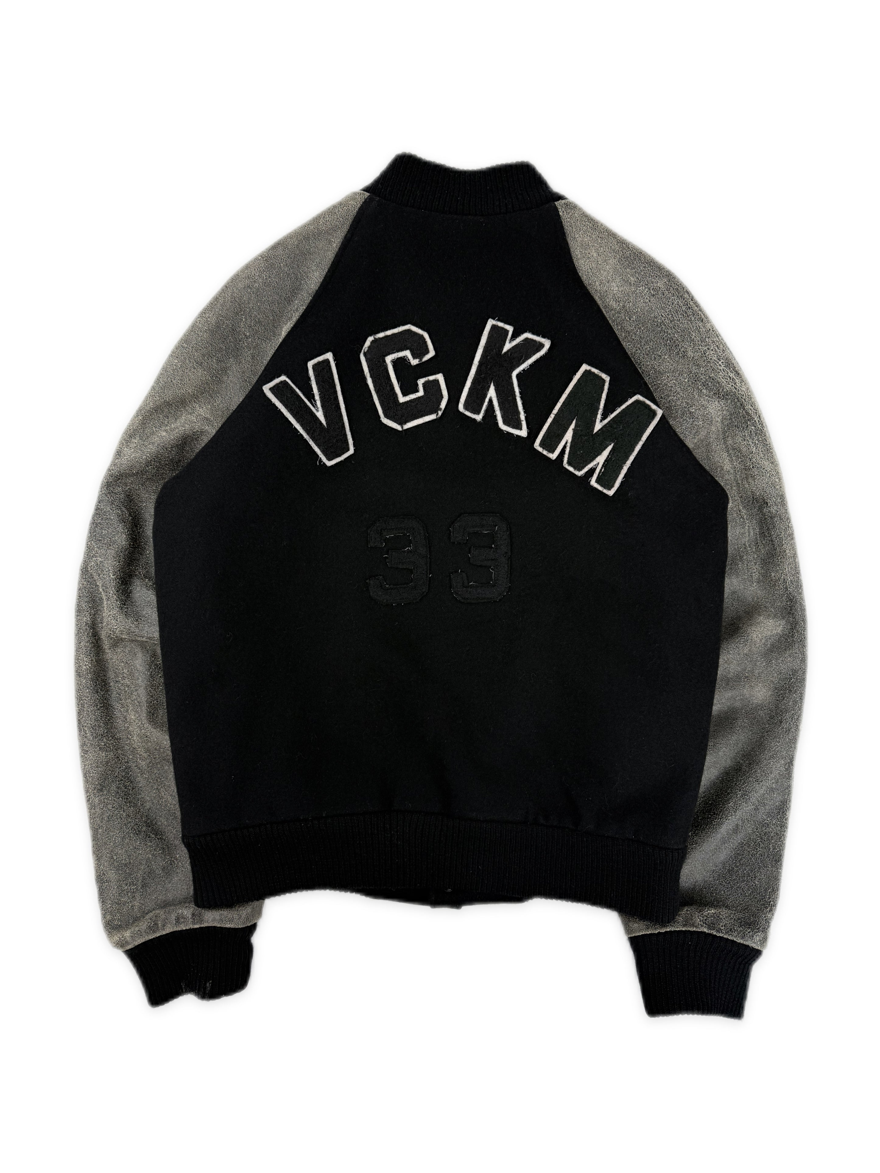 AW02 Raf Simons Virginia Creeper Blistered Leather Collegiate Varsity Jacket