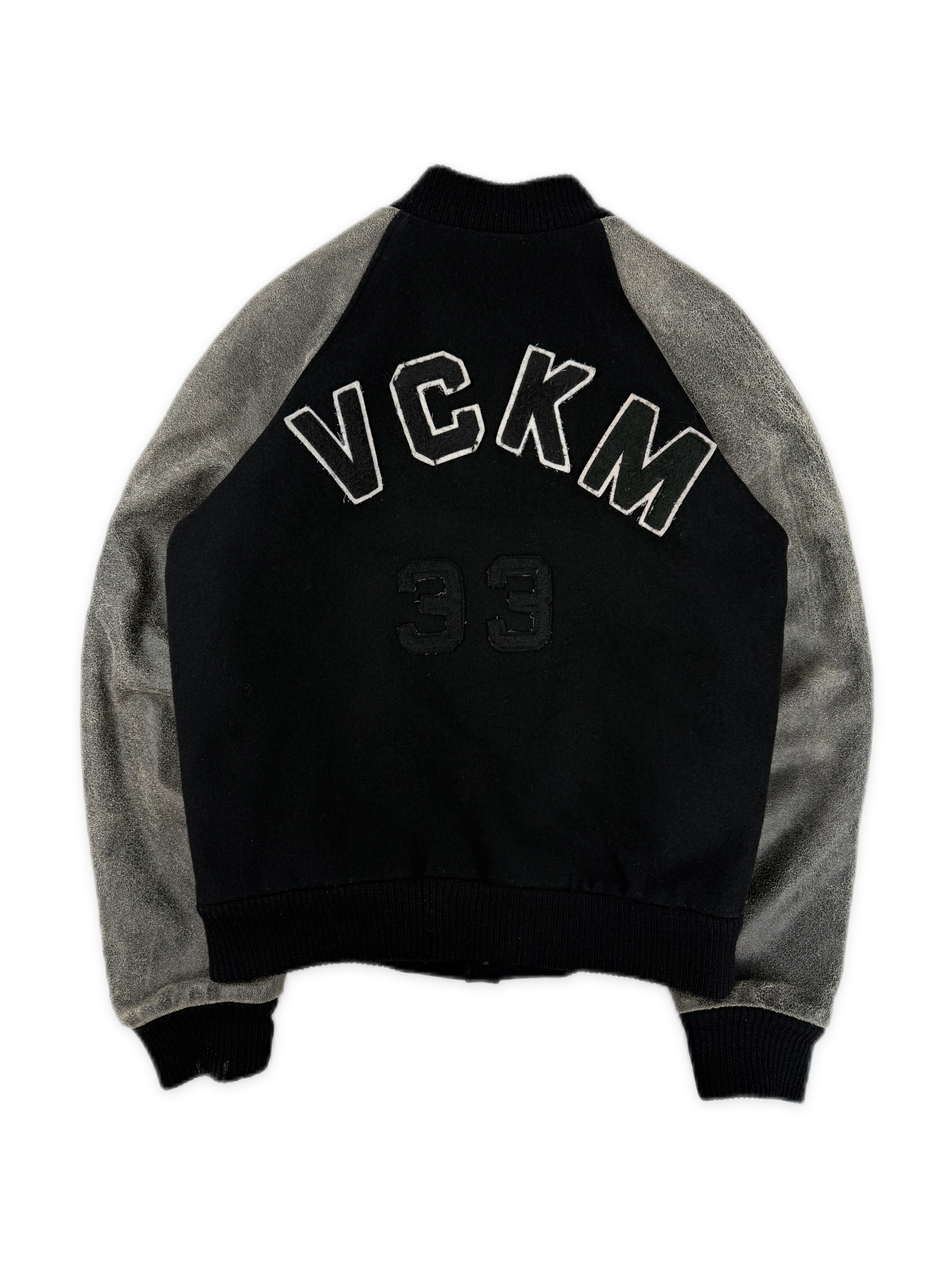 AW02 Raf Simons Virginia Creeper Blistered Leather Collegiate Varsity Jacket