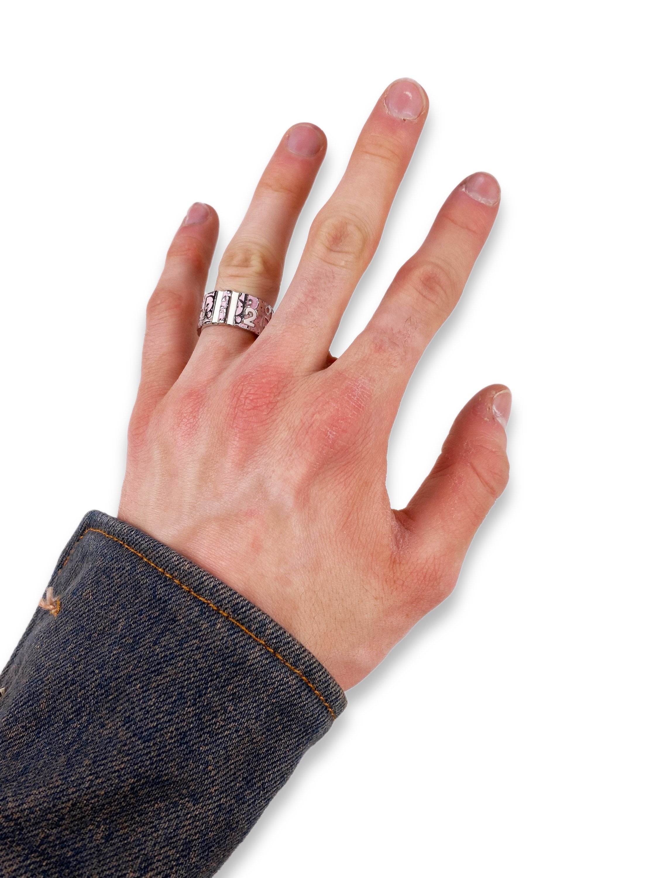 00s Dior Trotter ‘2’ Hot Pink Monogram Ring