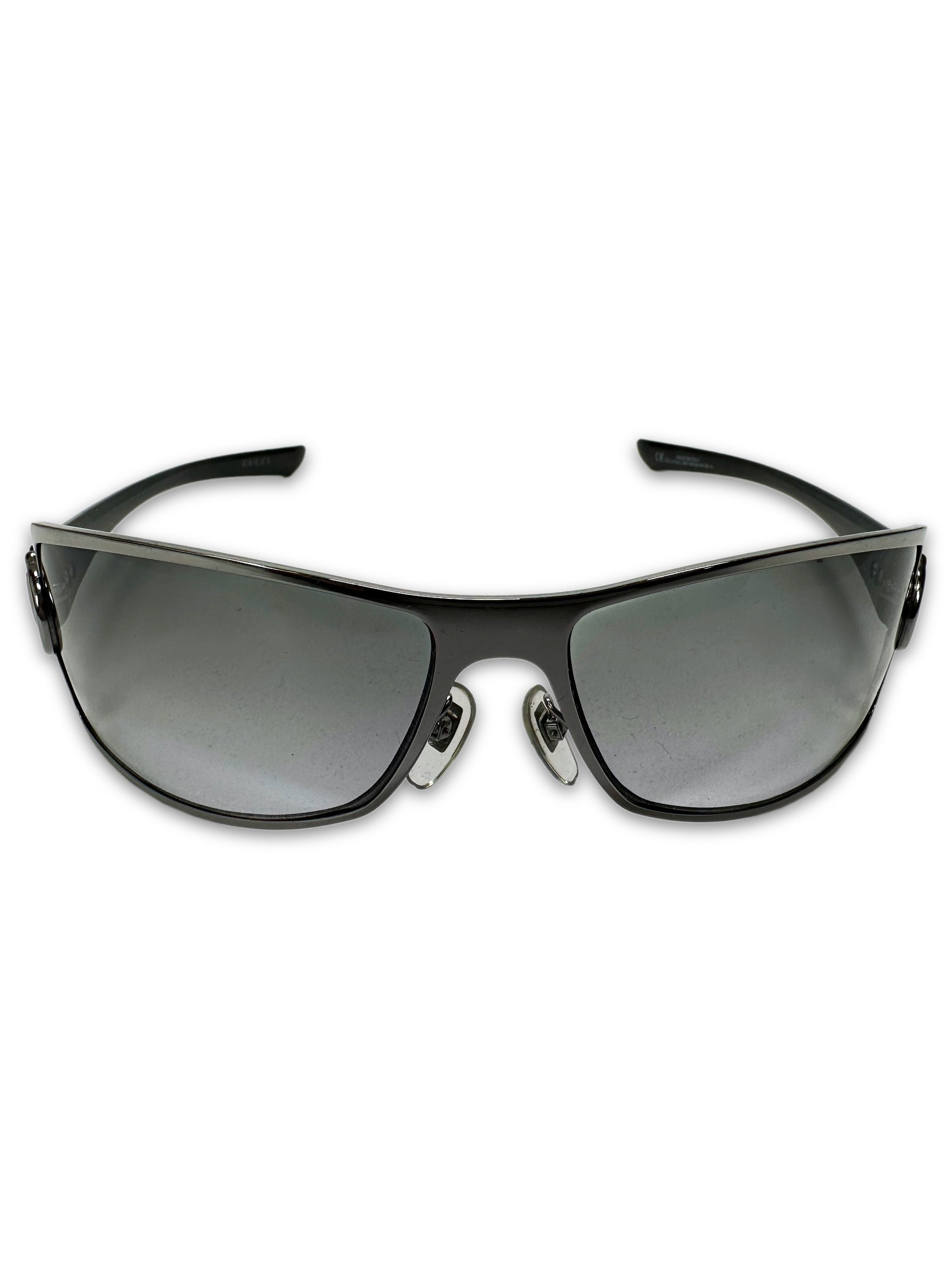 00s Gucci ‘Horsebit’ Blue Gradient Tint Silver Sunglasses