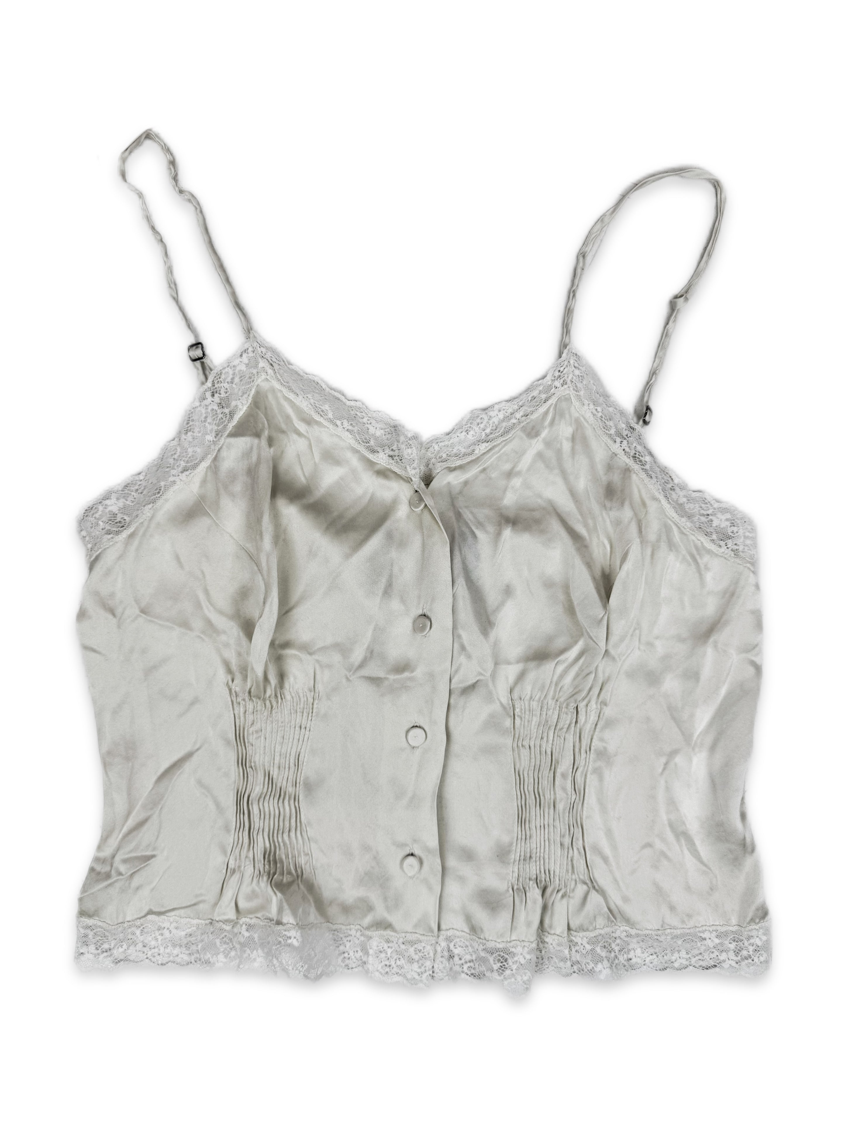 Enfants Riches Deprimes Lace Silk Pleated Button Up Shirt