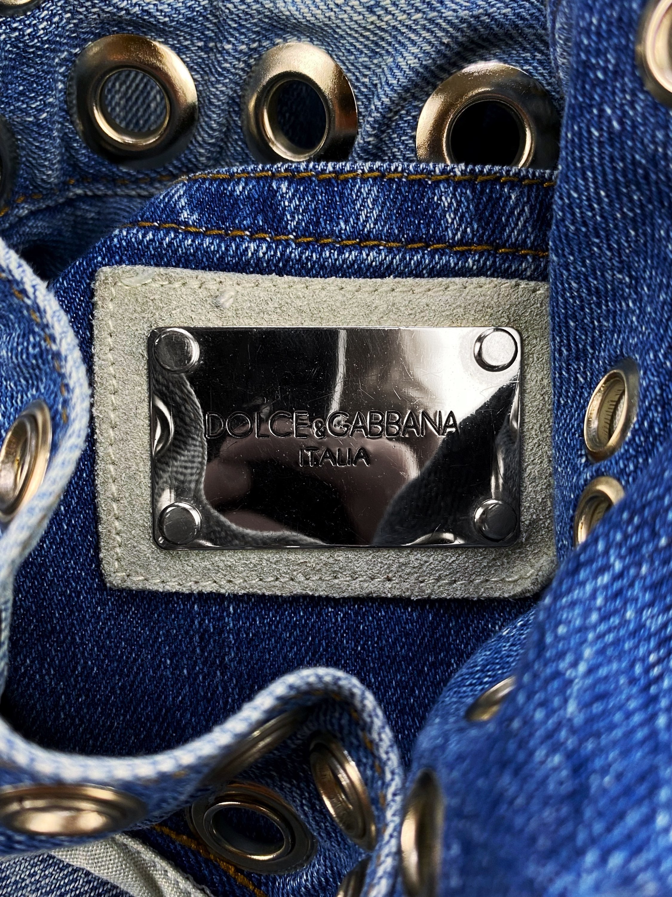 SS06 Dolce &amp; Gabbana ‘Eyelet’ Studded Light Wash Denim
