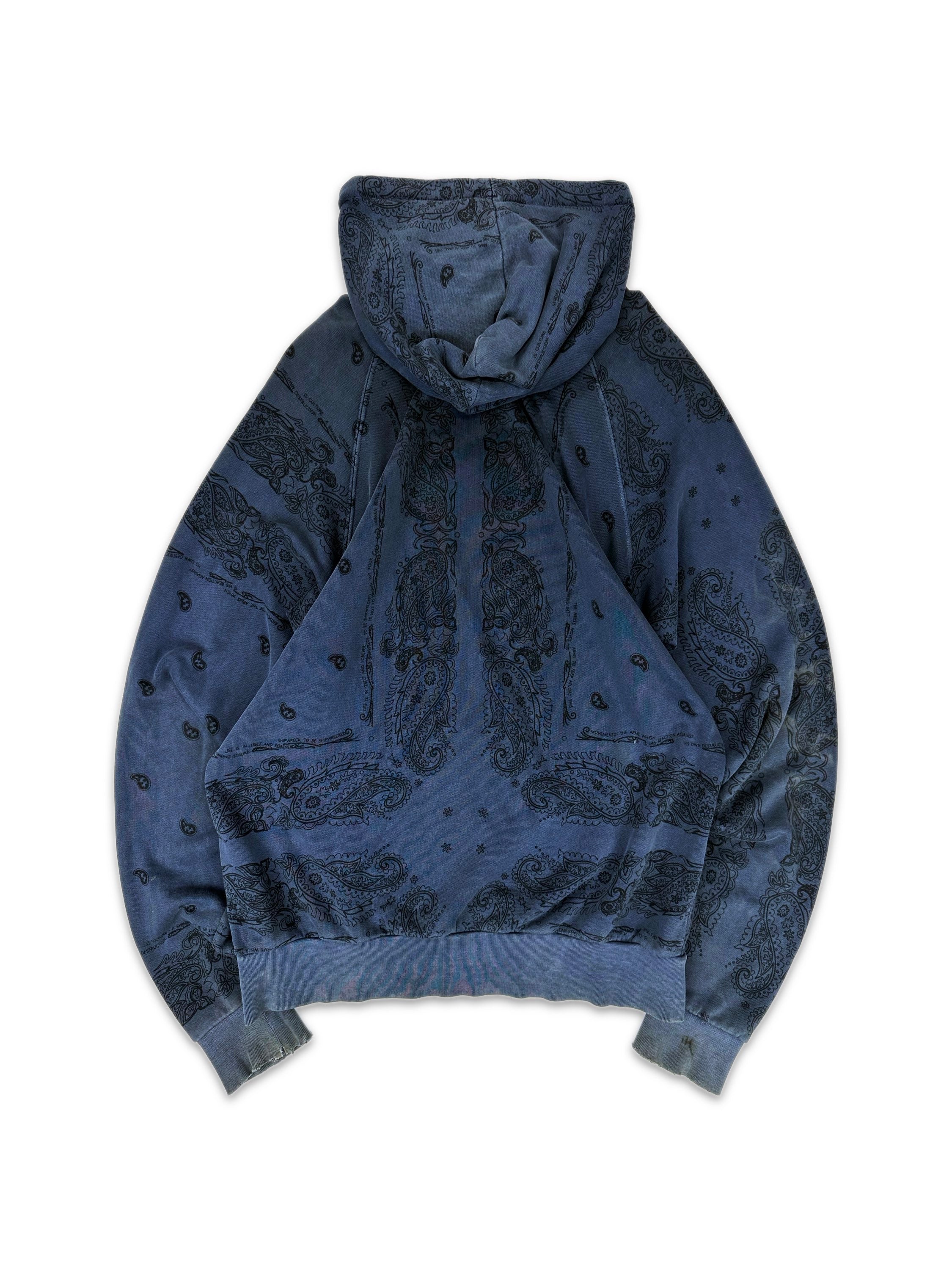 AW04 Raf Simons ‘Waves’ Blue Paisley Shipwreck Hoodie