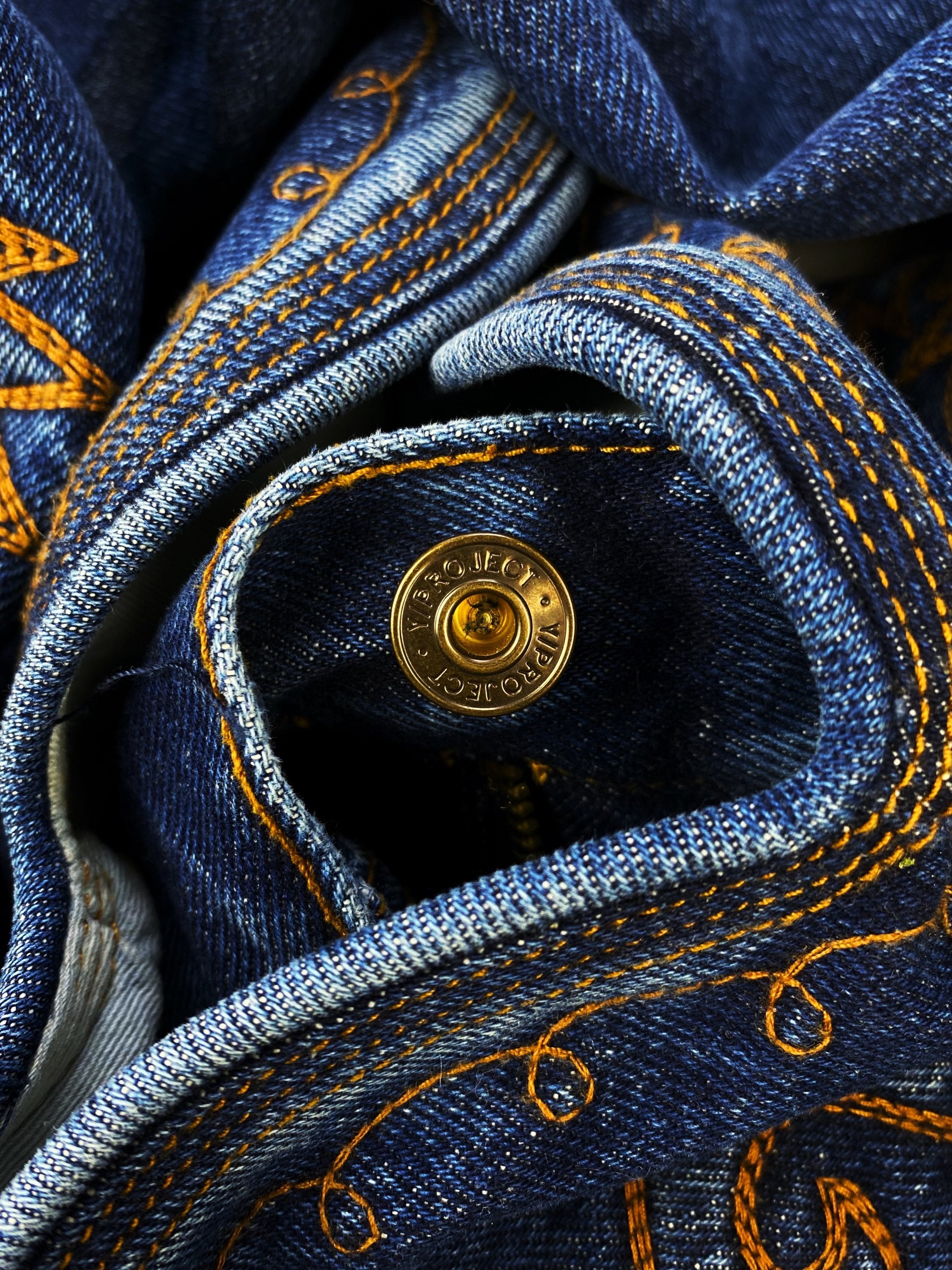 AW21 Y/Project Cowboy Cuff Indigo Wash Bootcut Denim Jeans