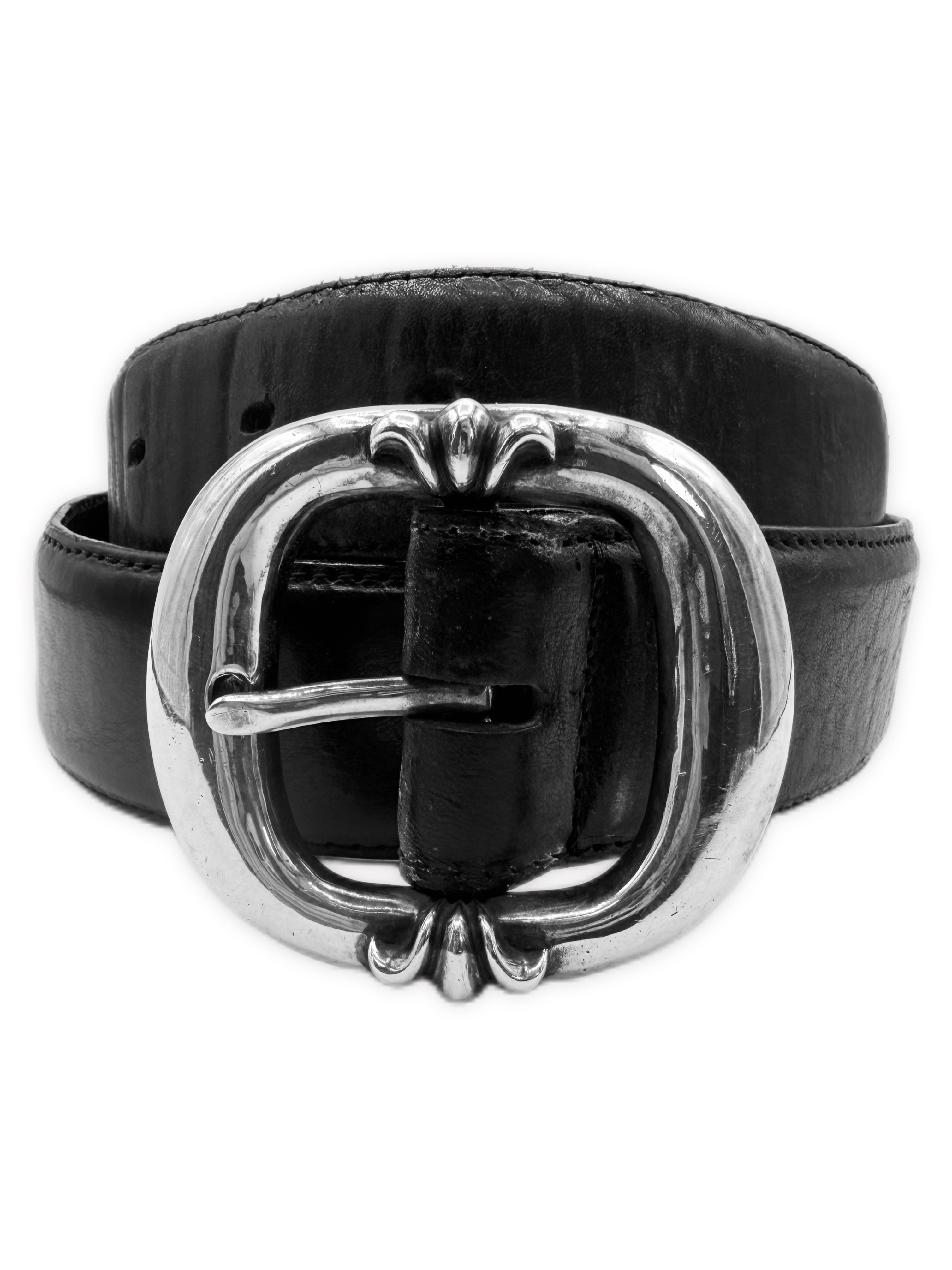 Chrome Hearts 1.5 inch Gunslinger .925 Silver Black Leather Belt