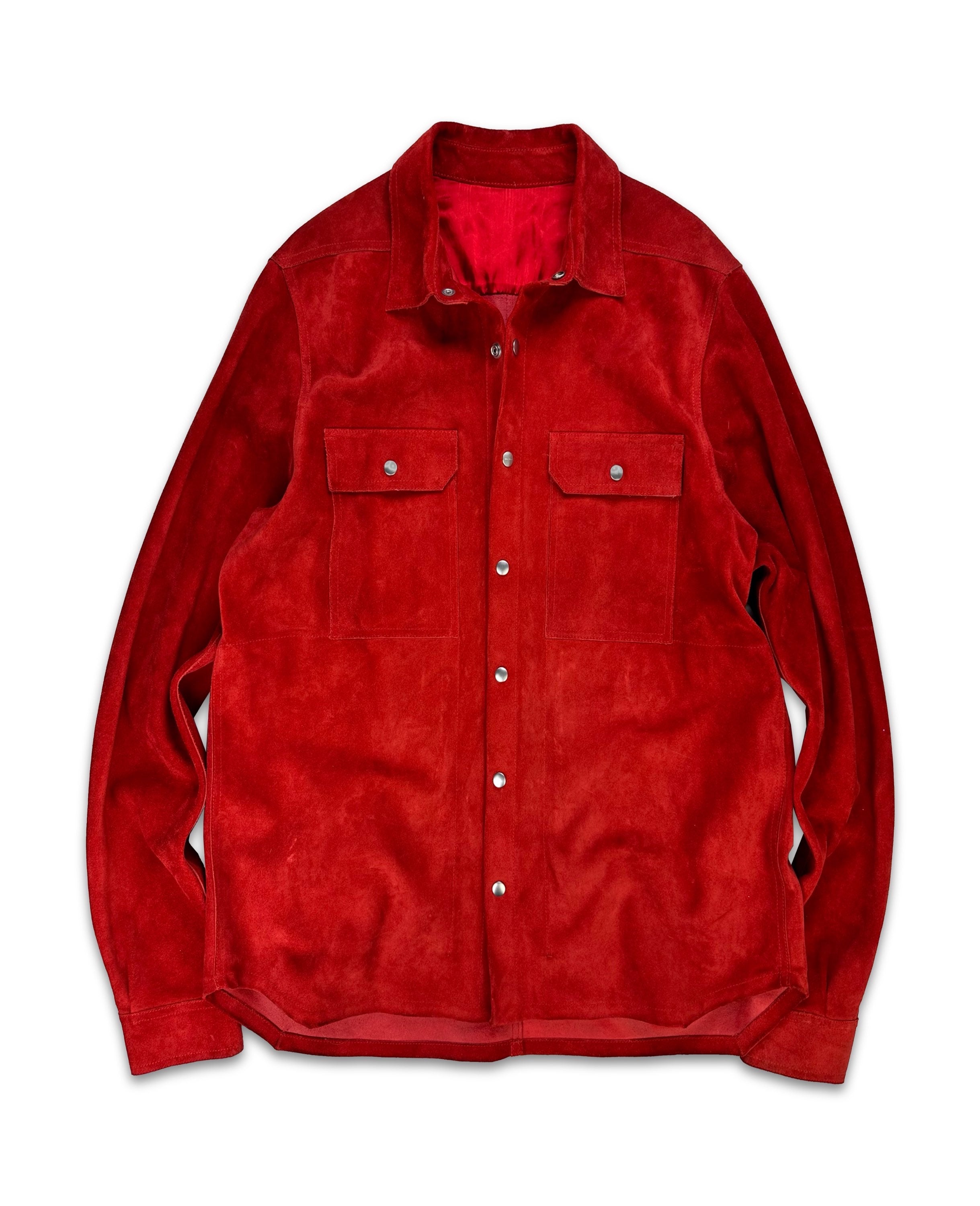 AW19 Rick Owens ‘Larry’ Red Suede Multi Pocket Jacket
