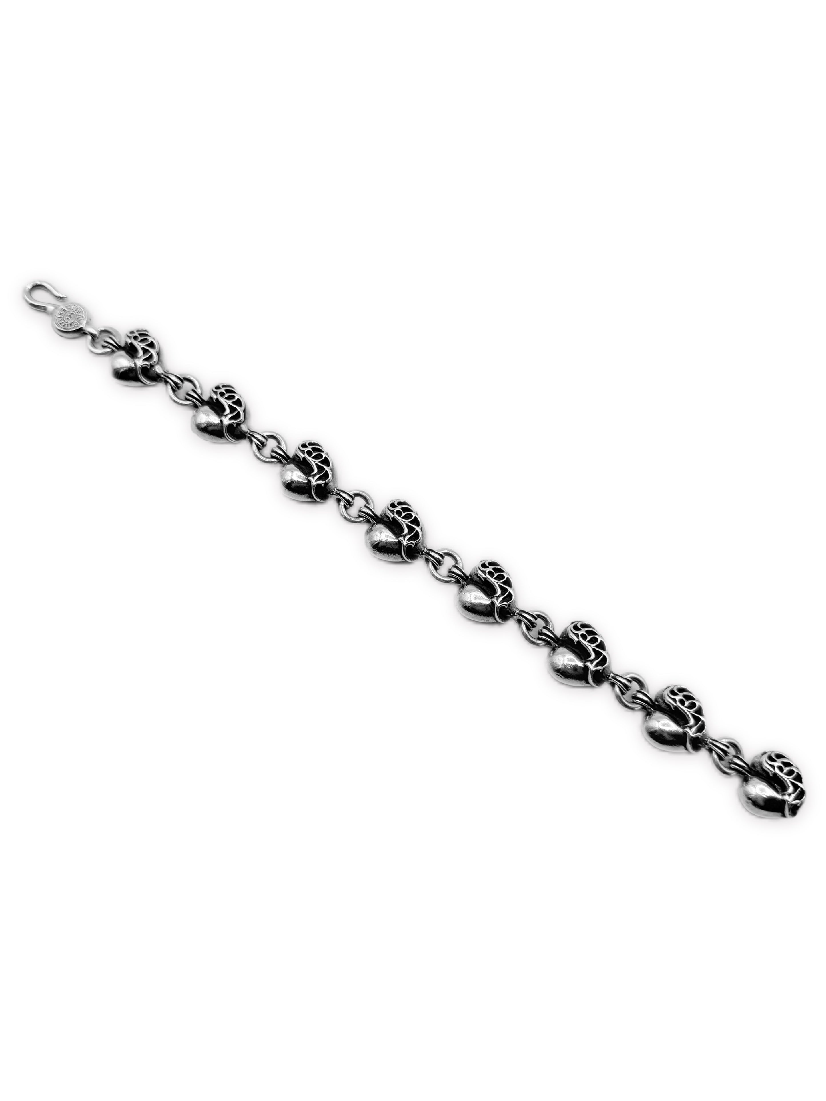 Chrome Hearts ‘Heart’ 8 Link .925 Silver Cut Out Bracelet