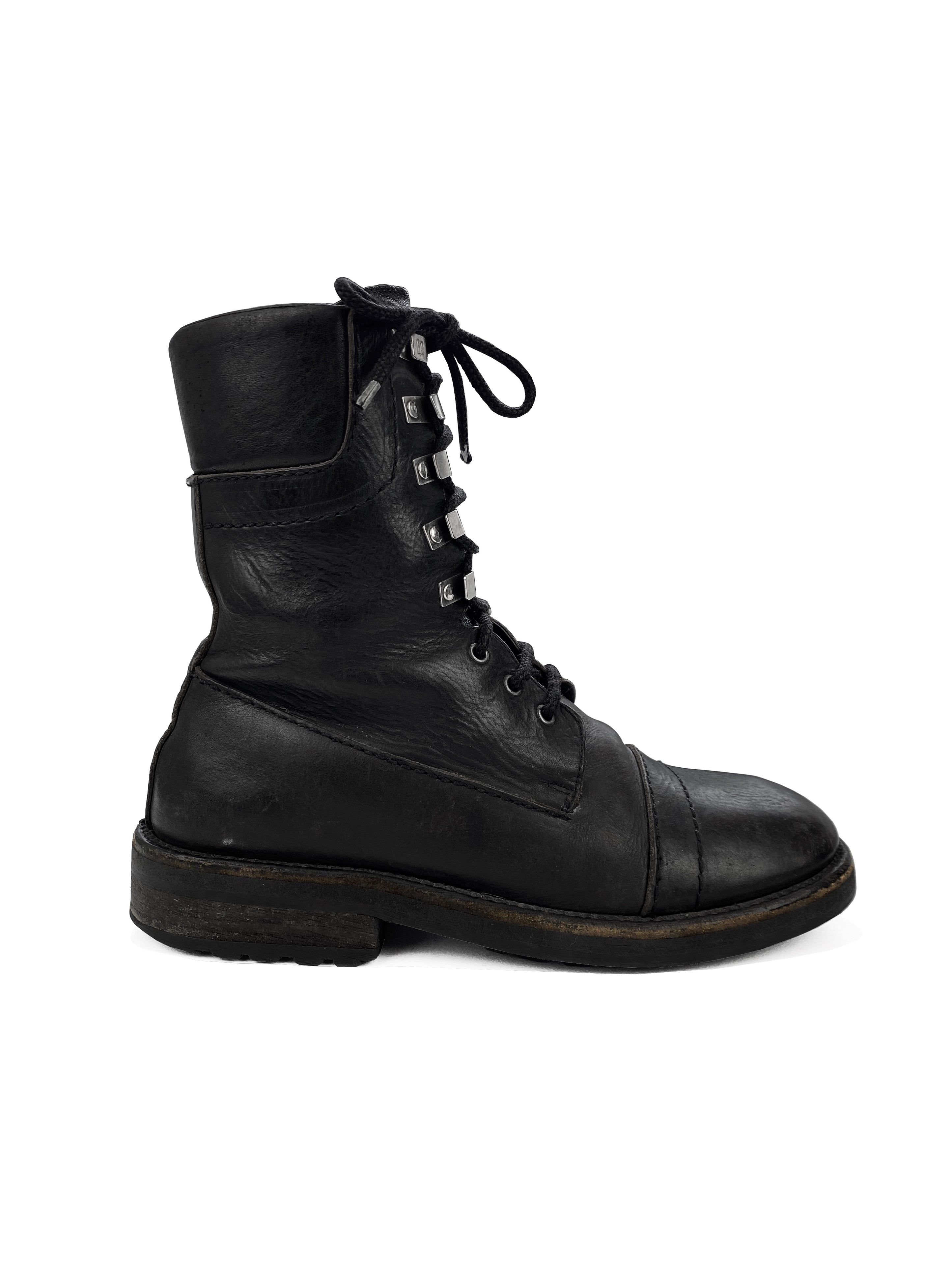 90’s Dirk Bikkembergs Leather Metallic Hooked Combat Boots