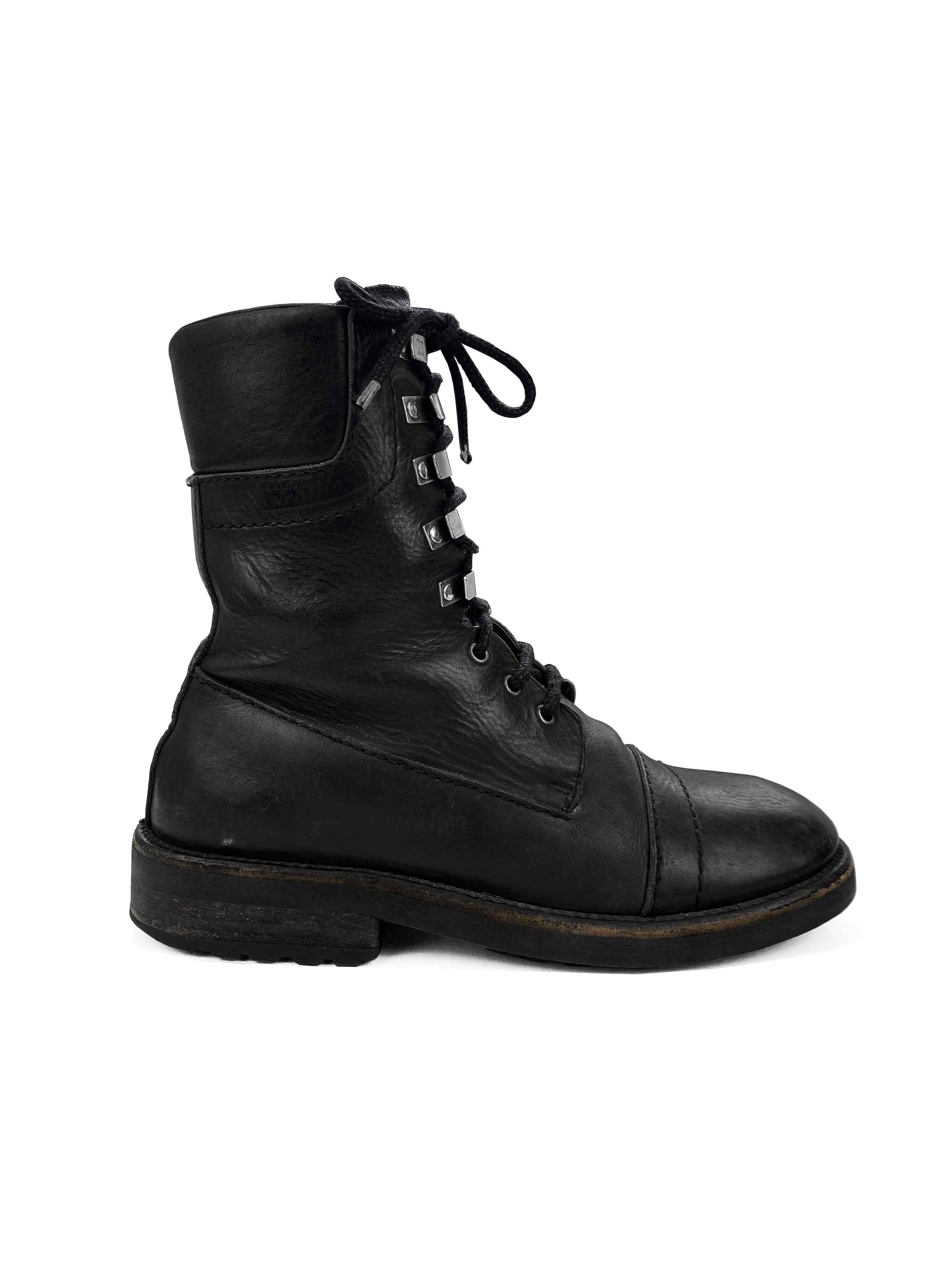 90’s Dirk Bikkembergs Leather Metallic Hooked Combat Boots