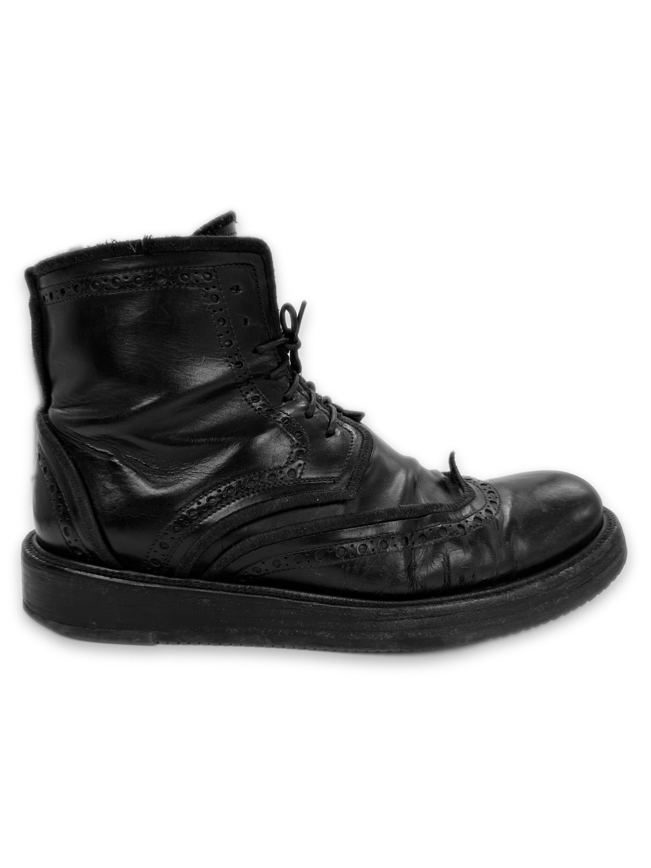 SS12 Dior Black Leather Mid Height Brogue Boots