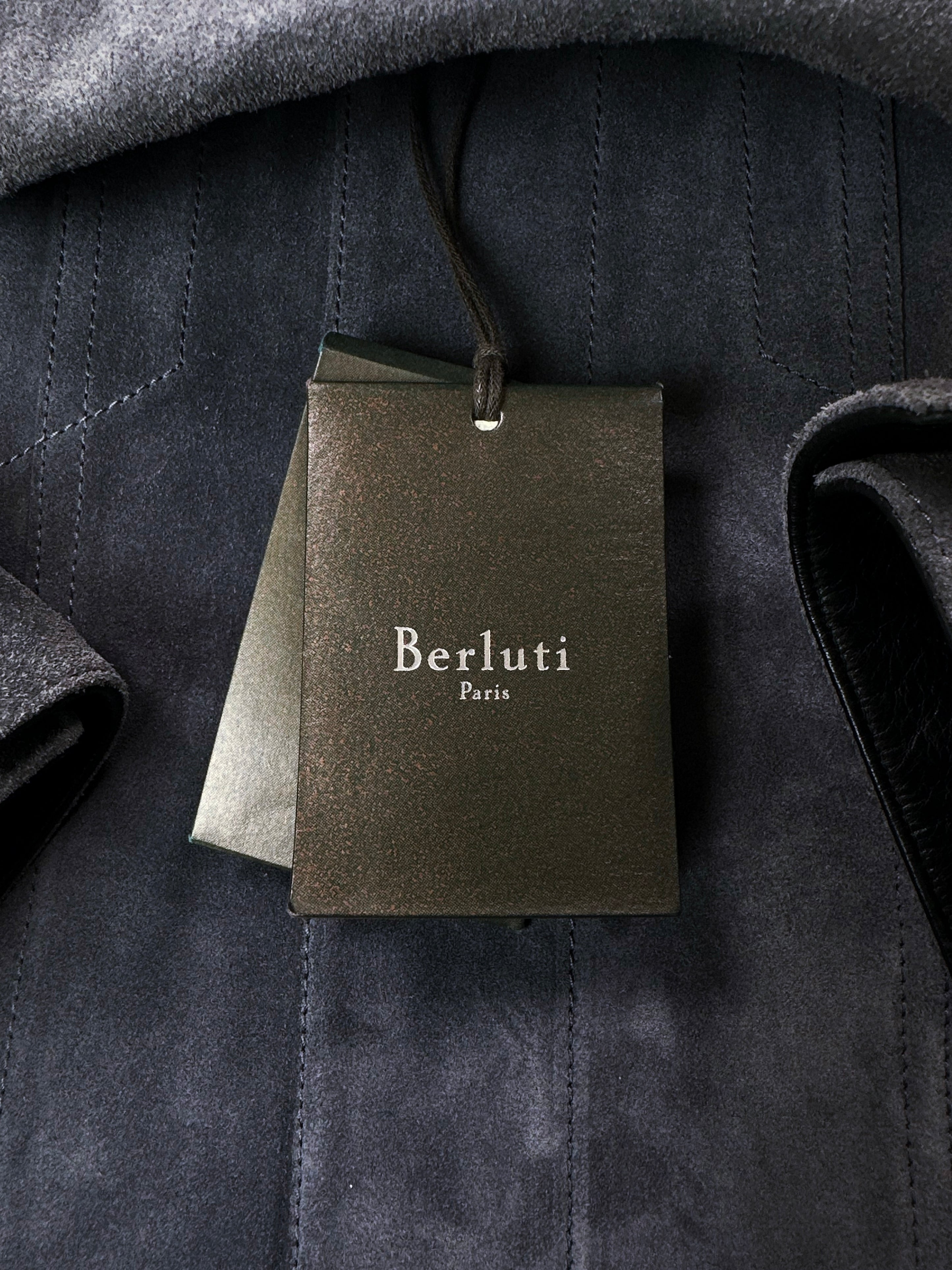 SS18 Berluti by Haider Ackermann Calfskin Suede Purple Leather Trim Jacket