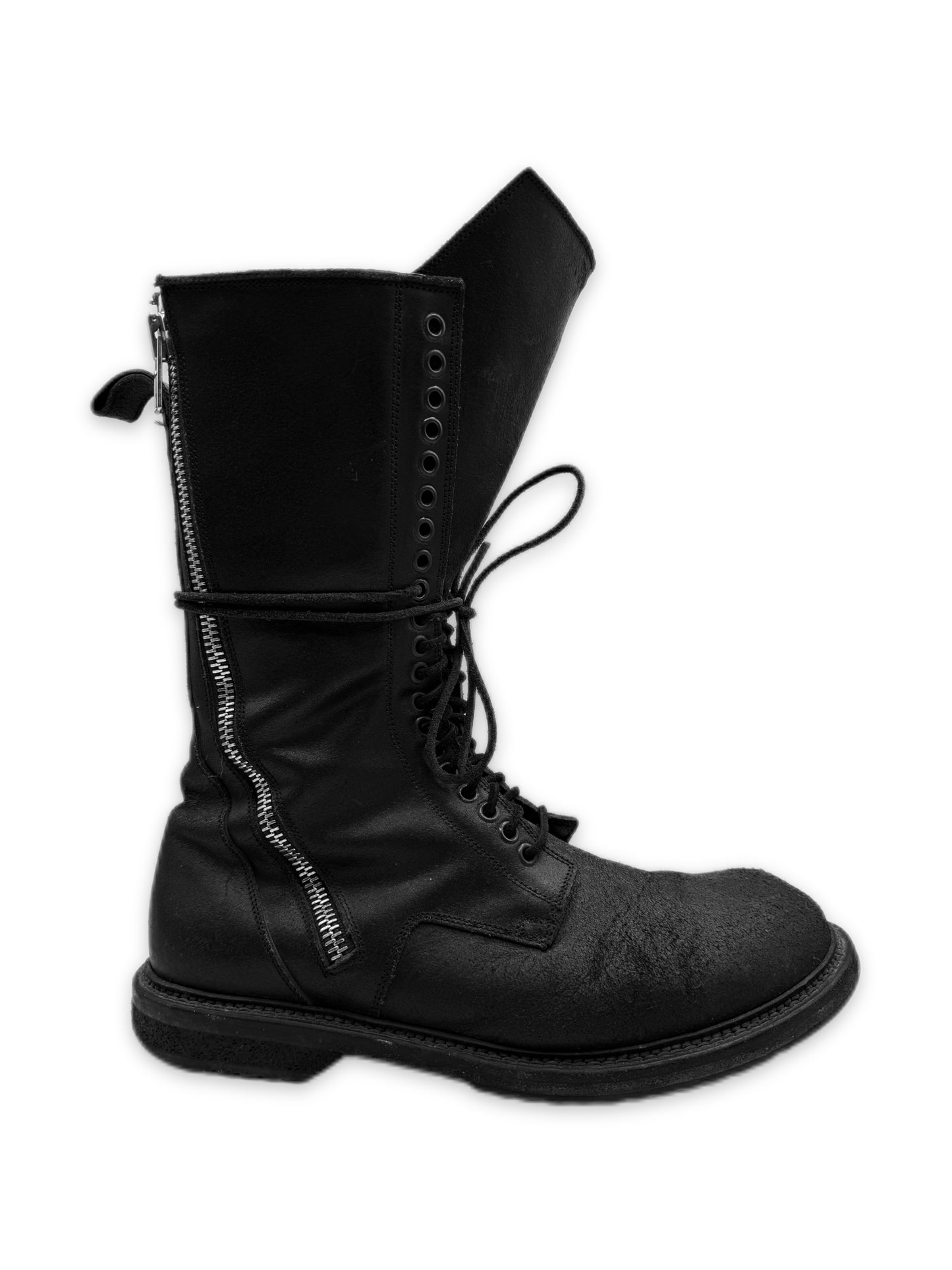 SS14 Rick Owens ‘Vicious’ Blistered Suede Double Zip Boots