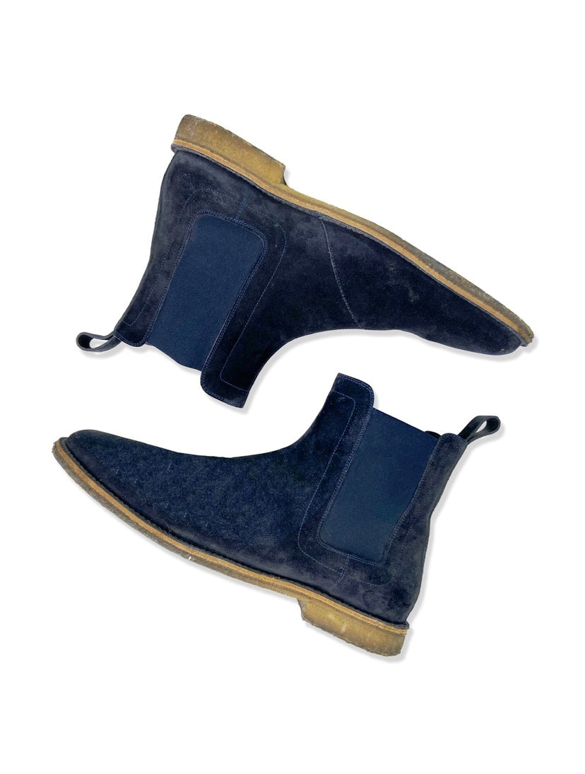 Bottega Veneta Suede Navy Blue Chelsea Boots