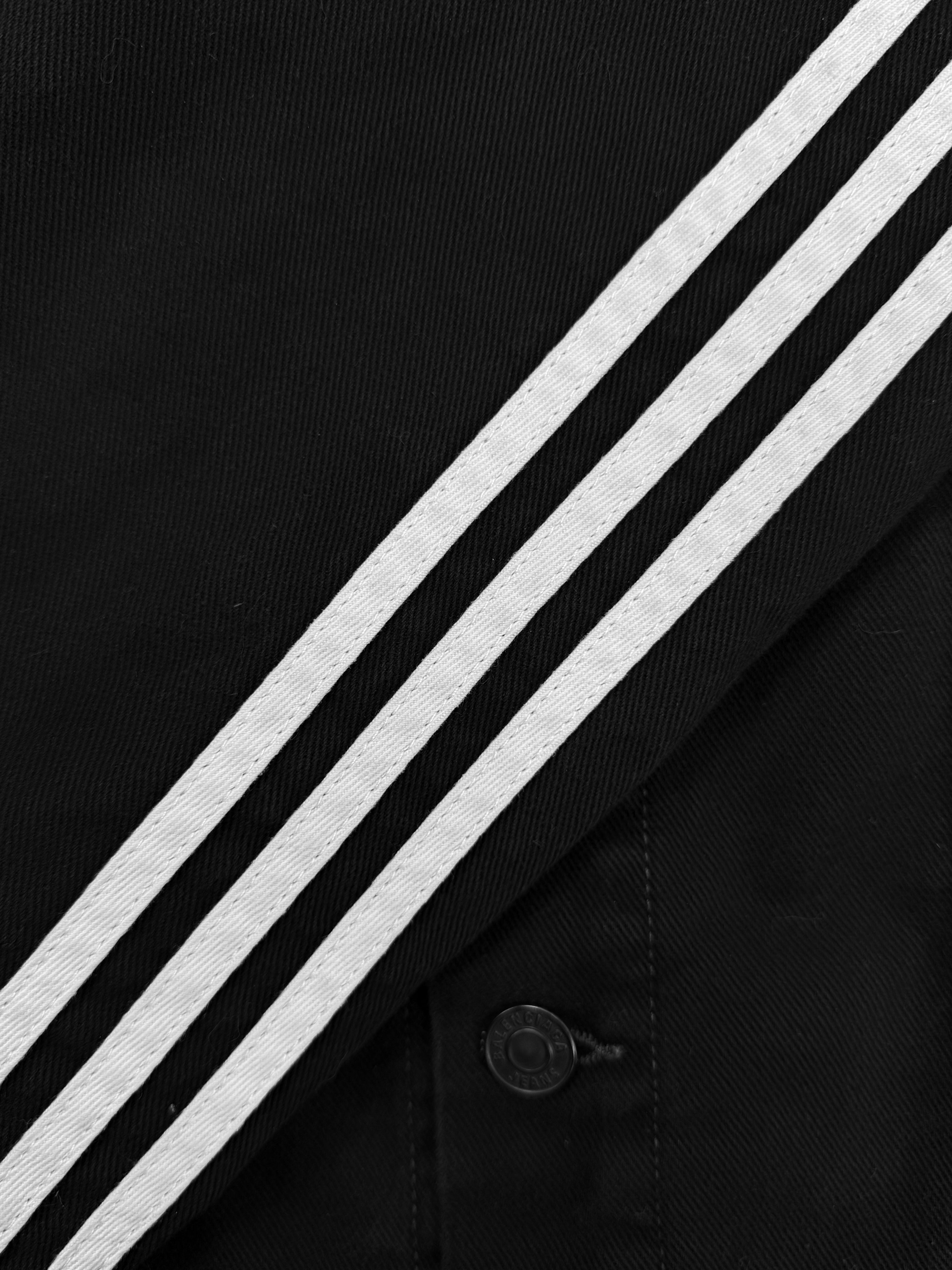 SS23 Balenciaga x Adidas Three Stripe l Black Denim Jacket