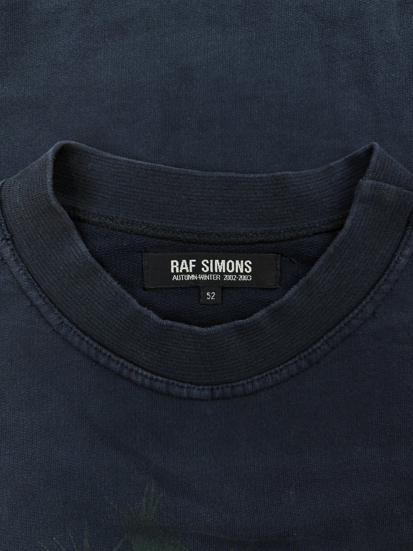 AW02 Raf Simons ‘Thorns’ Virginia Creeper Raglan Navy Blue Crewneck