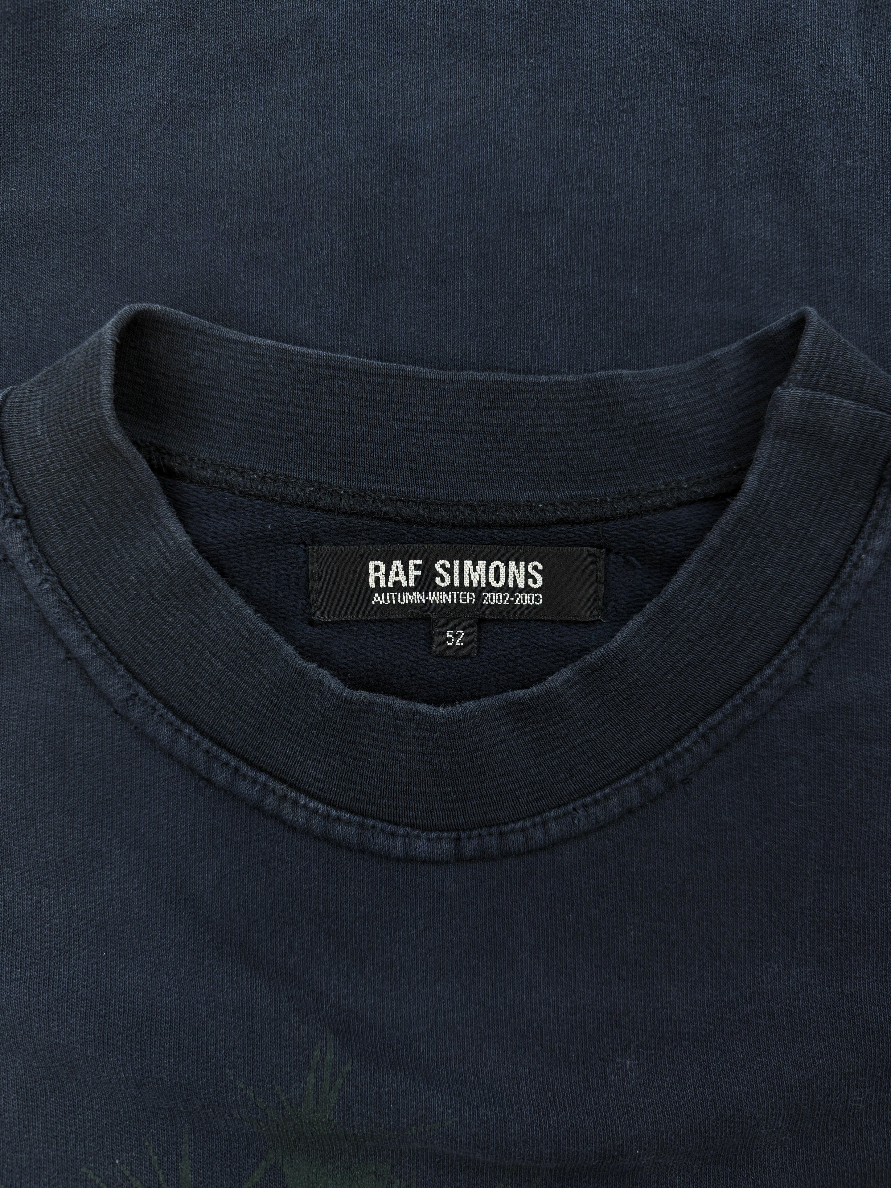 AW02 Raf Simons ‘Thorns’ Virginia Creeper Raglan Navy Blue Crewneck