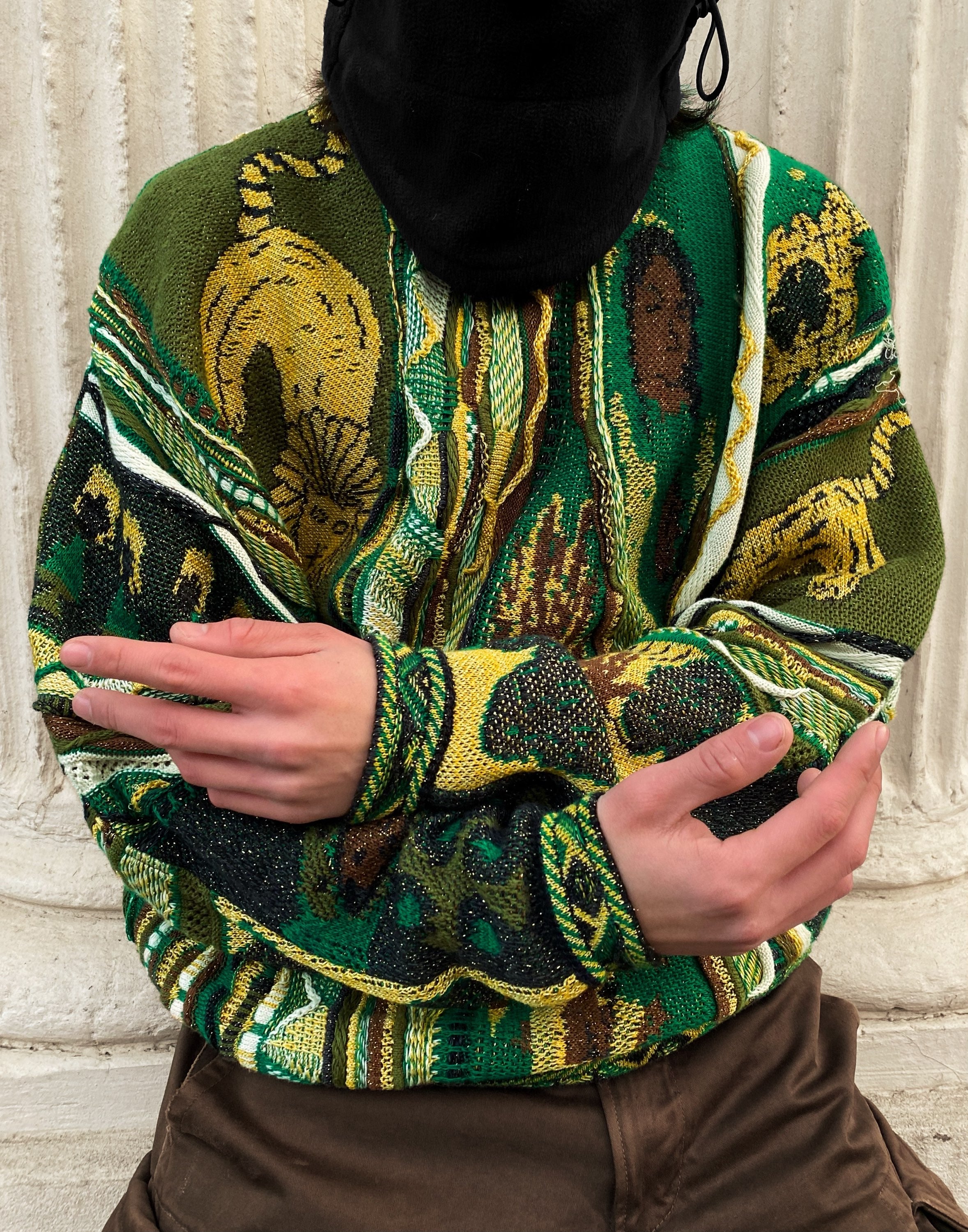 FW22 Kapital ‘Virgin Maria’ Rasta Ainu Gaudy 7G Knitted Sweater