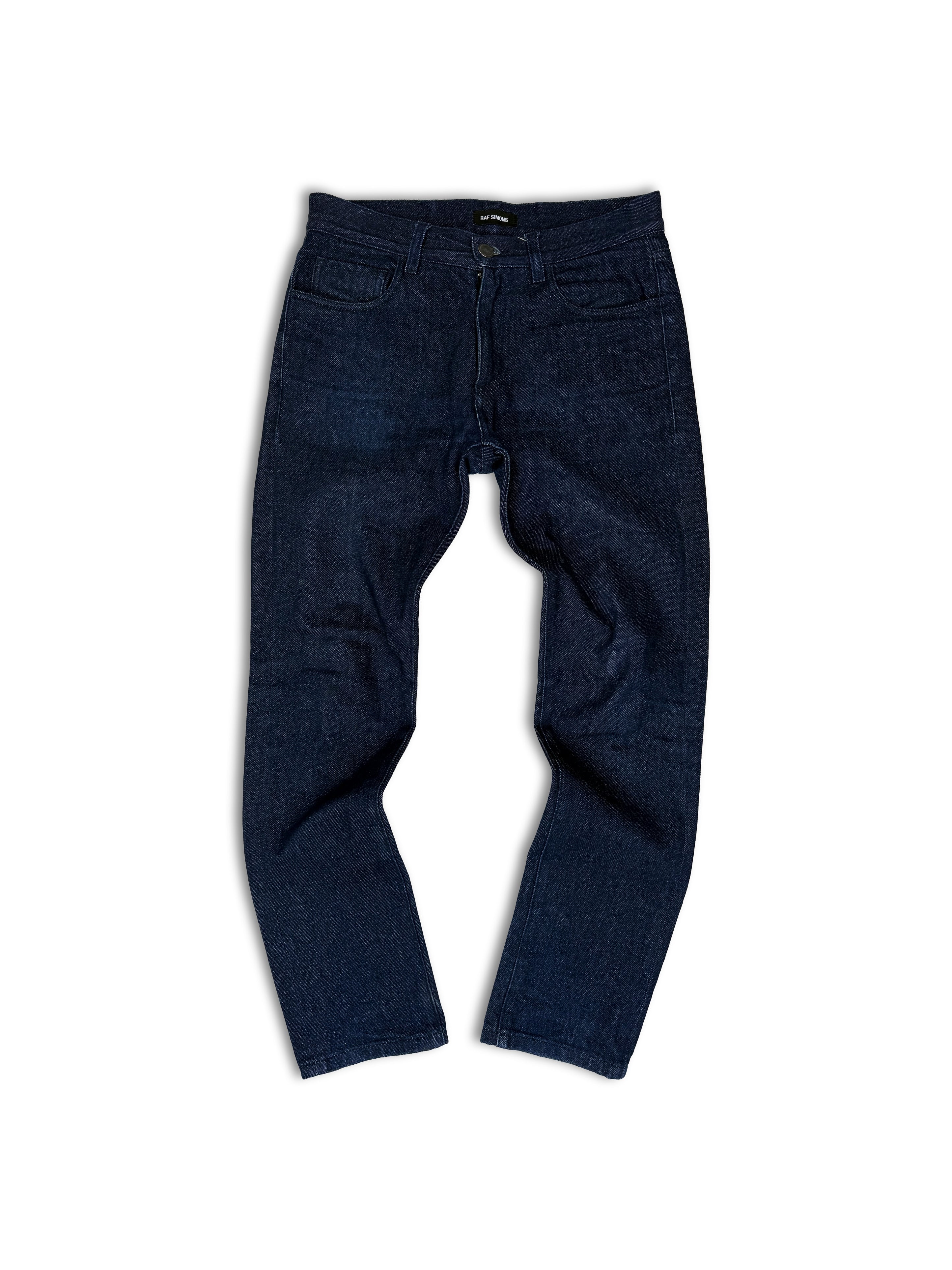 SS17 Raf Simons ‘RS’ Logo Indigo Blue Leather Patch Denim