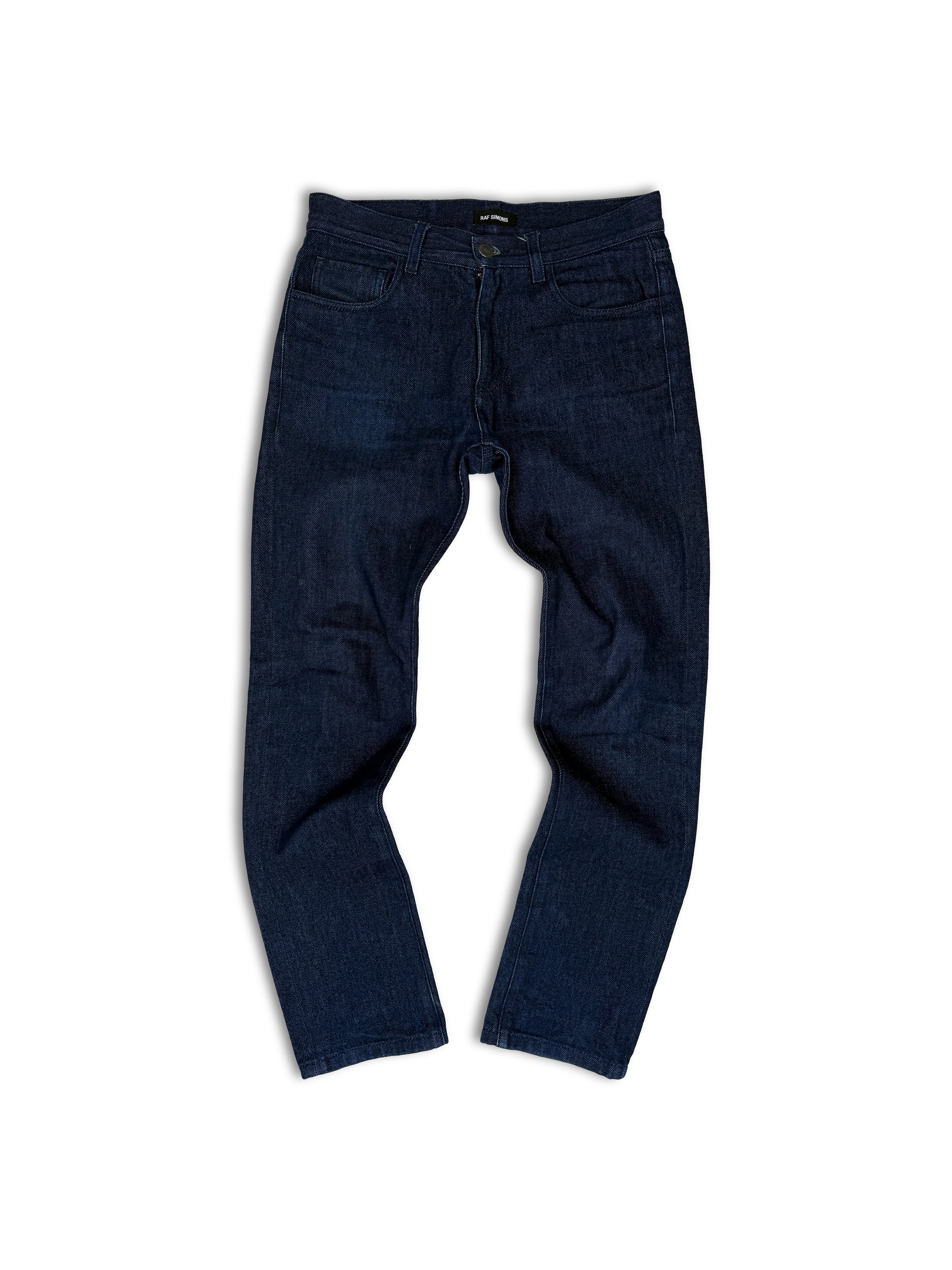SS17 Raf Simons ‘RS’ Logo Indigo Blue Leather Patch Denim