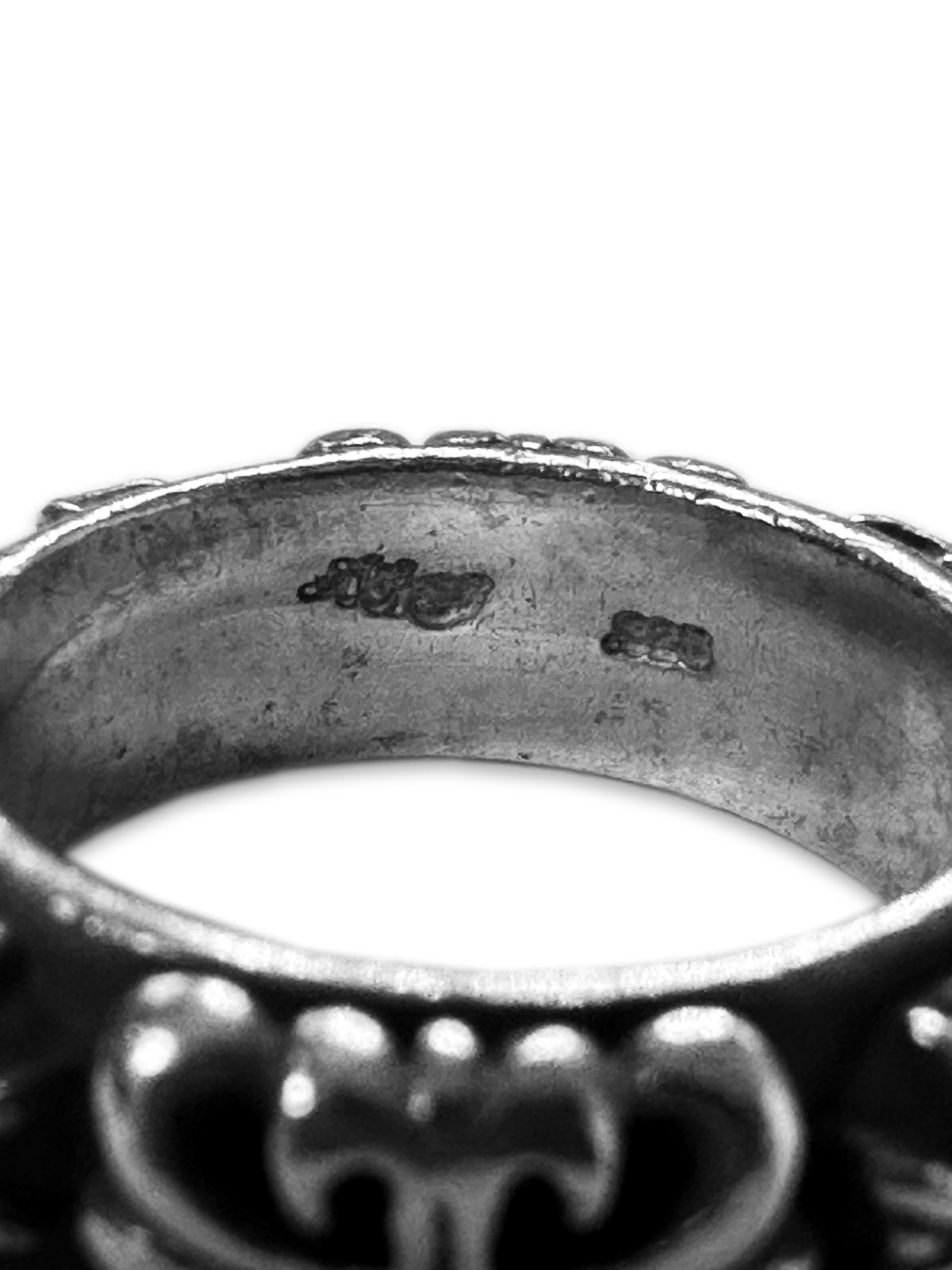 90s A&amp;G Rock ‘n Roll Couture .925 Silver Fleur Ring