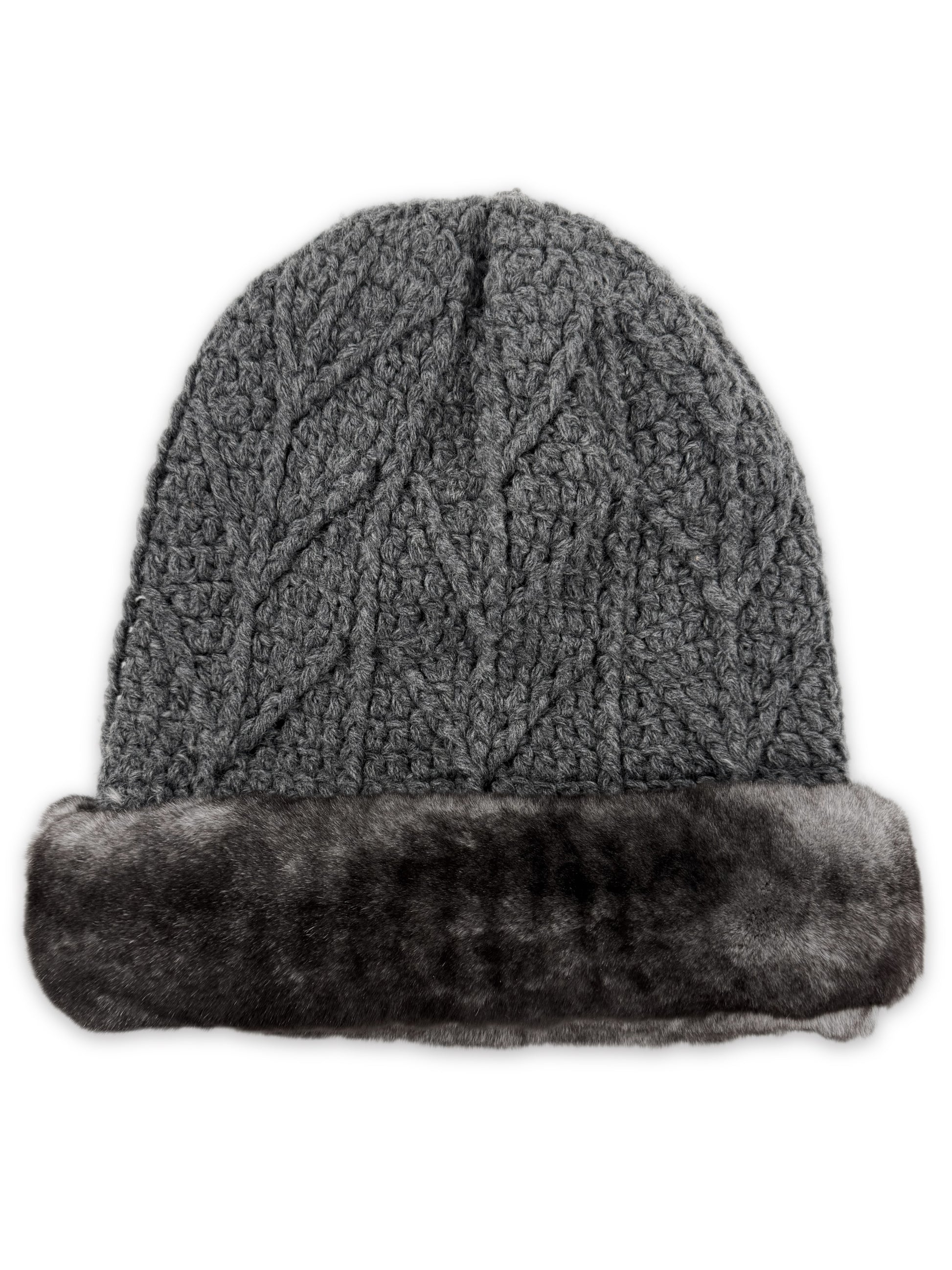 Chrome Hearts Chinchilla Fur Cashmere Grey Knitted .925 Beanie